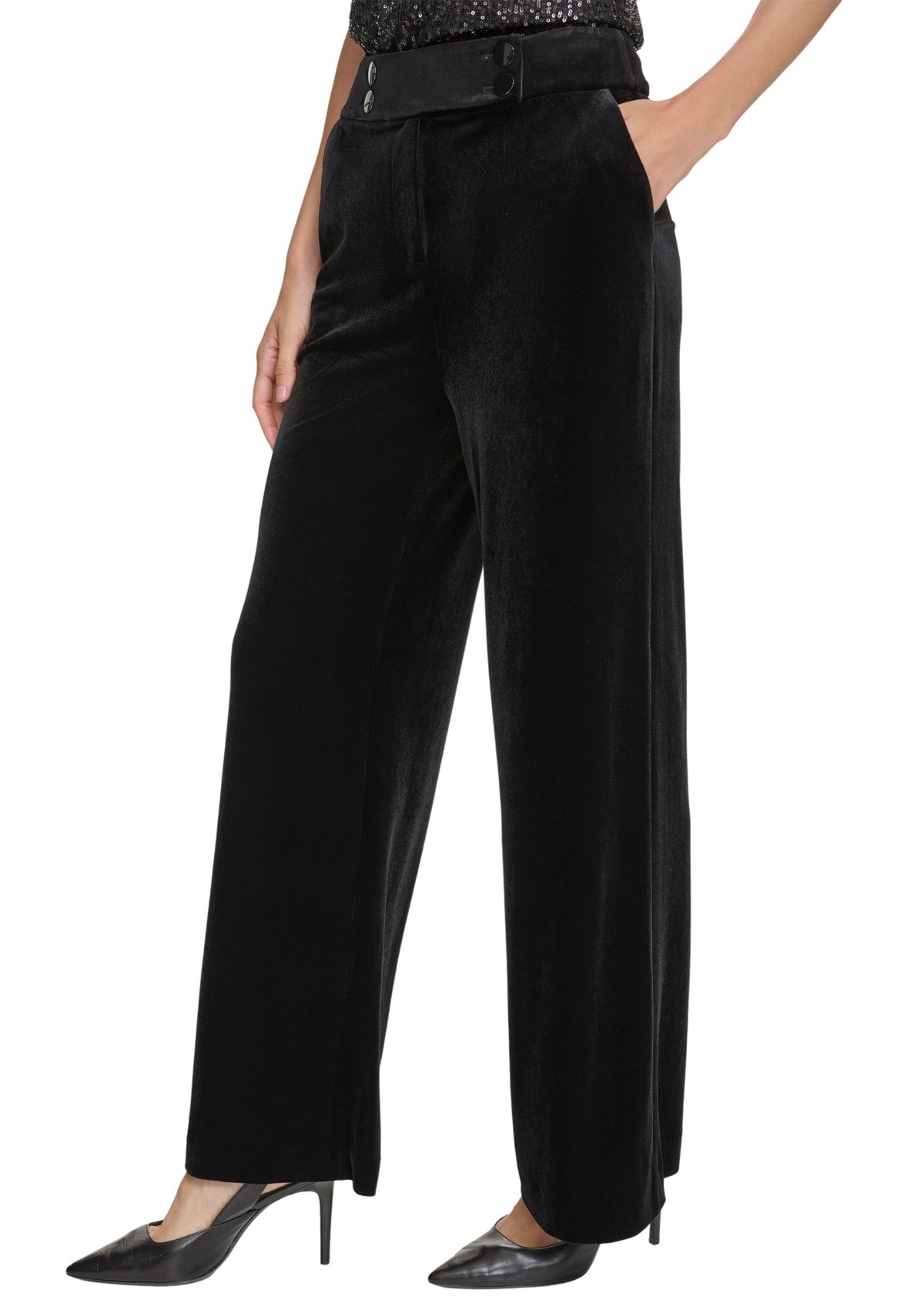 Womens Velvet Wide Leg Pants