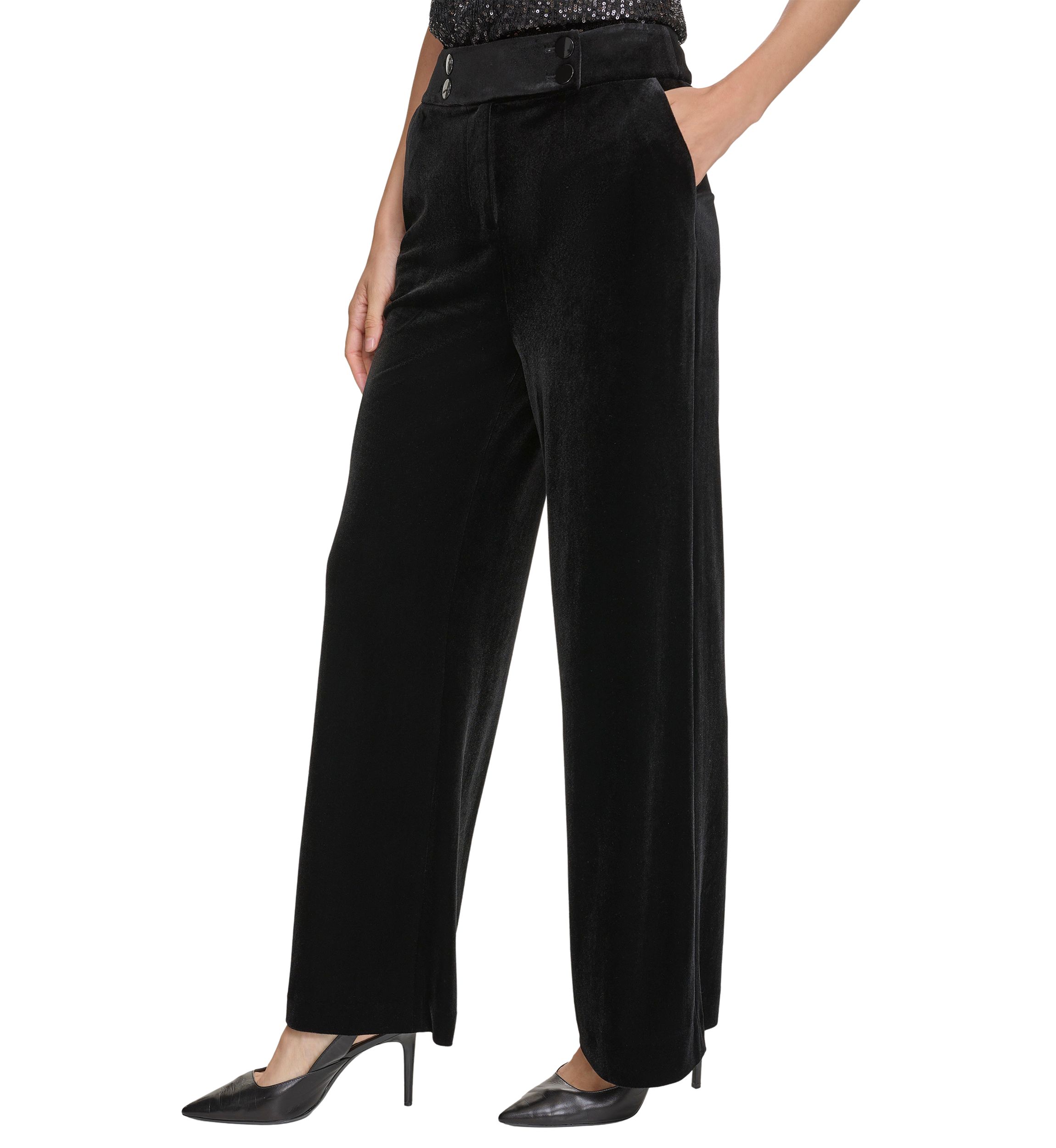 Womens Velvet Wide Leg Pants