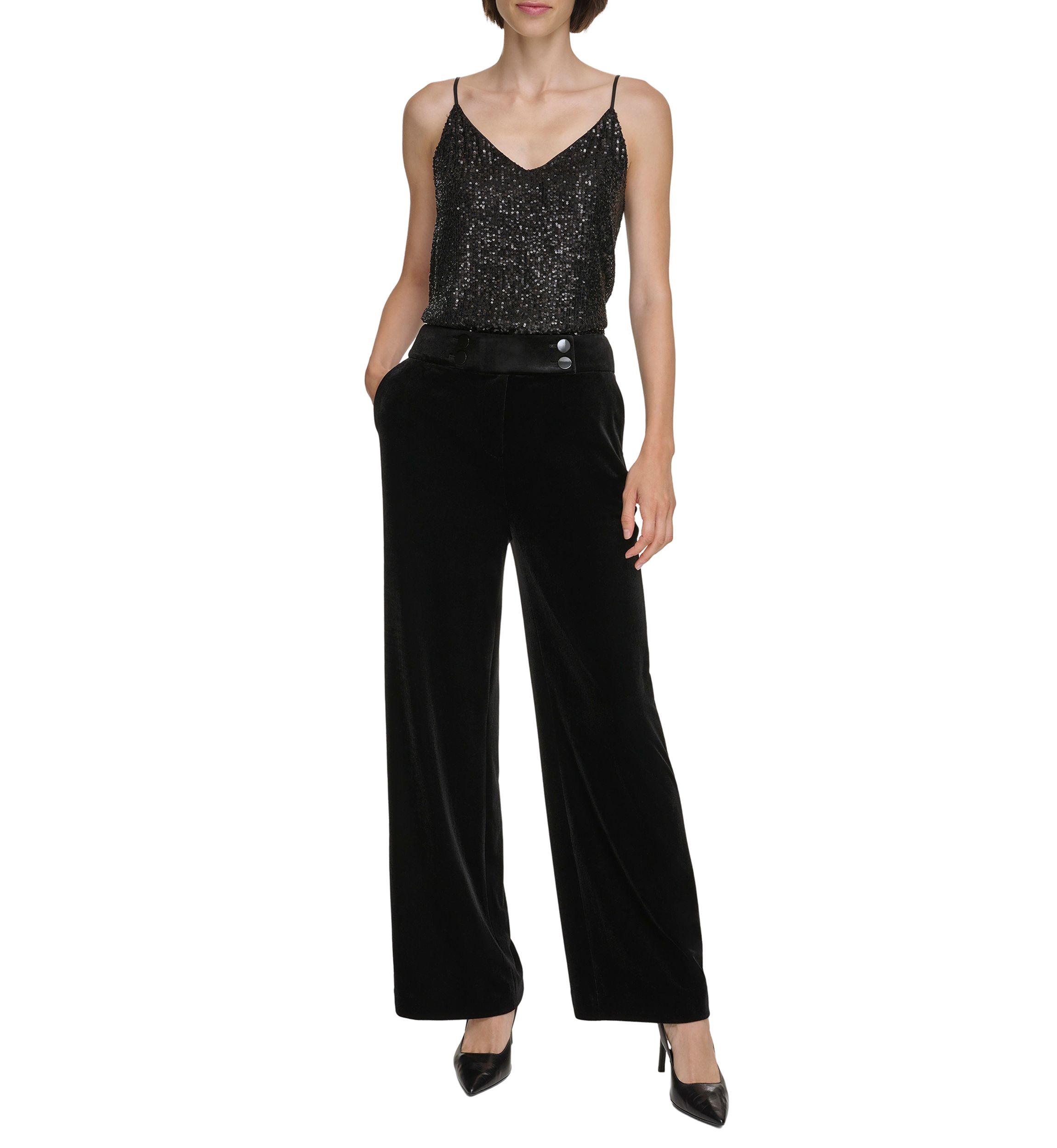 Womens Velvet Wide Leg Pants