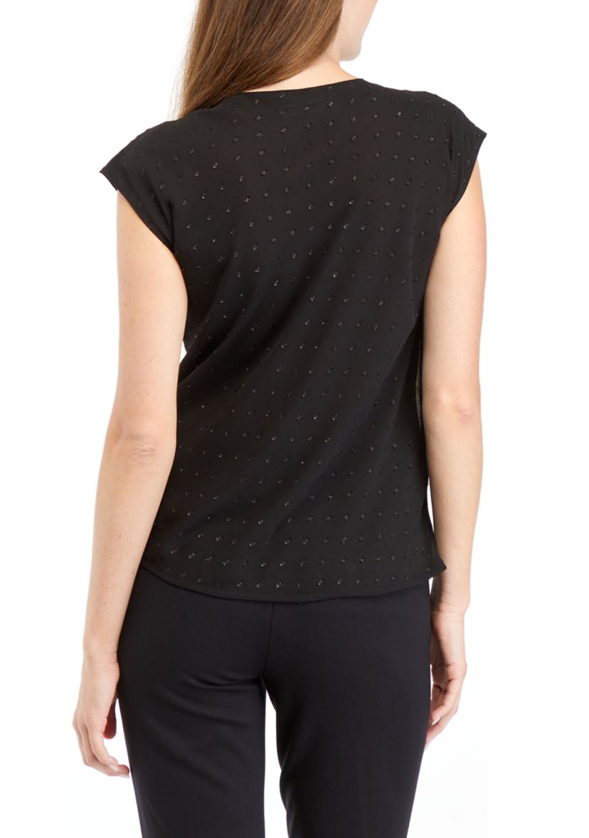 Womens Cowl Neck Lurex® Clip Dot Blouse