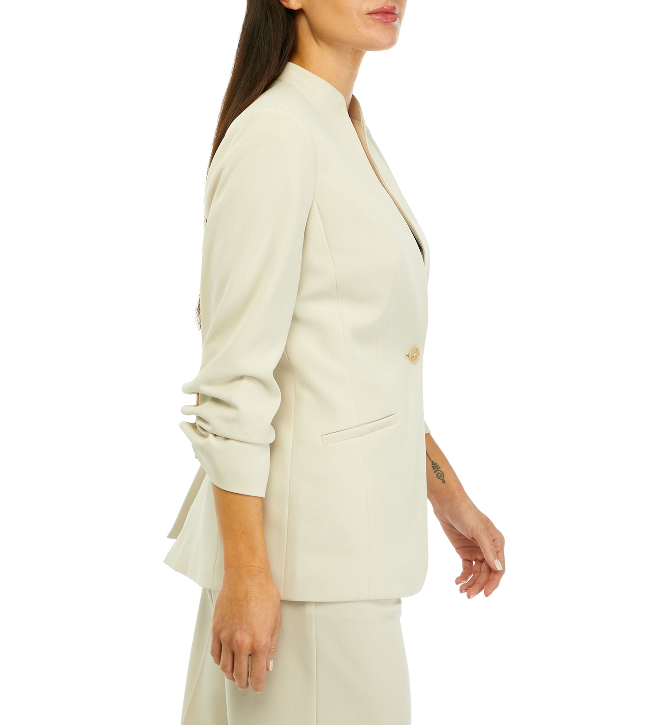 Womens One Button Scuba Crepe Jacket