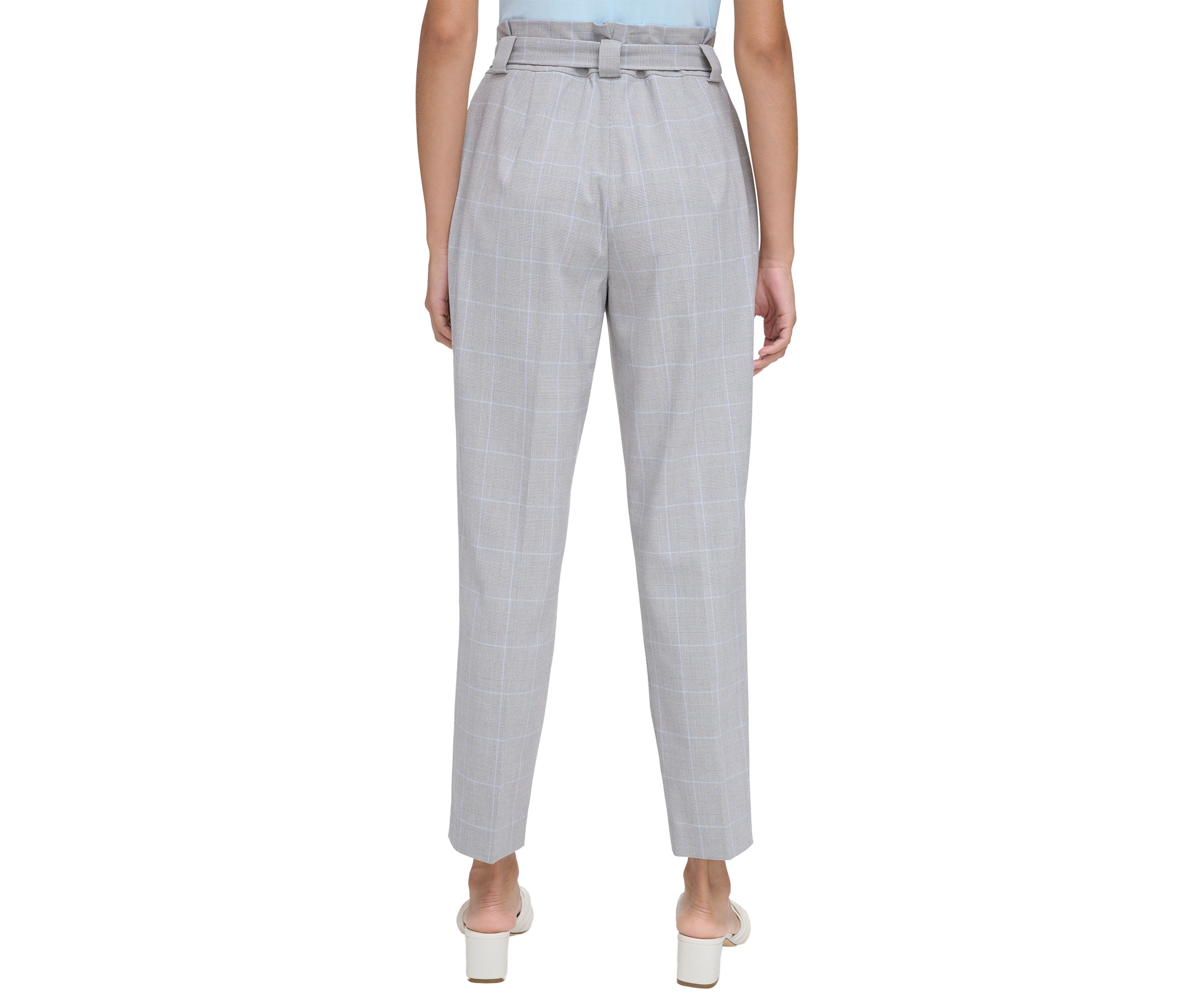 Womens Plaid Pants with Tie Waist