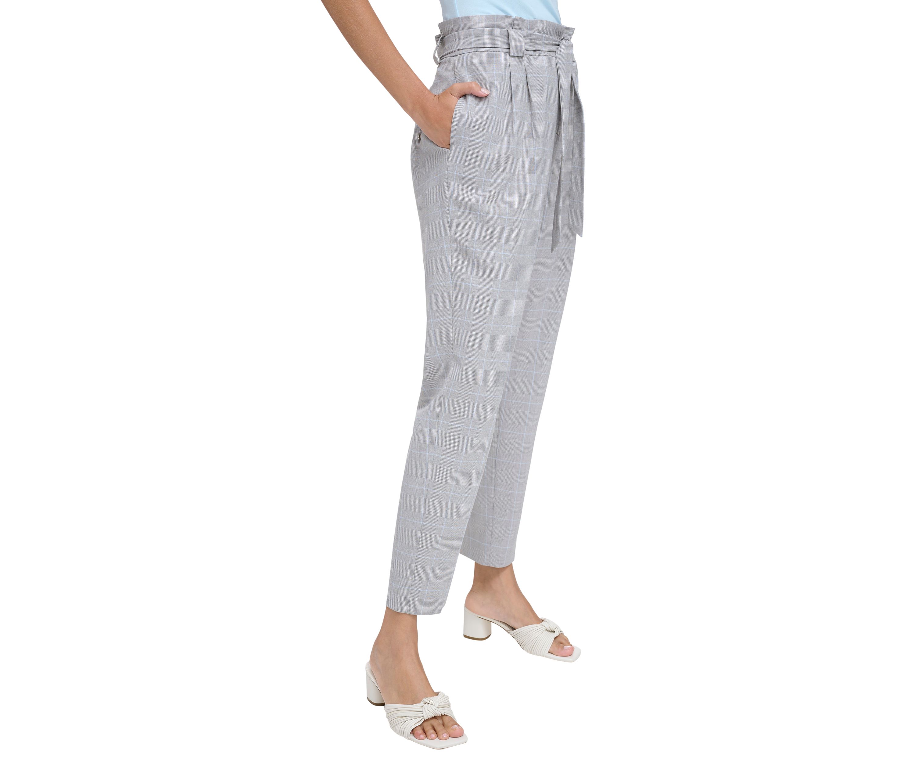 Womens Plaid Pants with Tie Waist