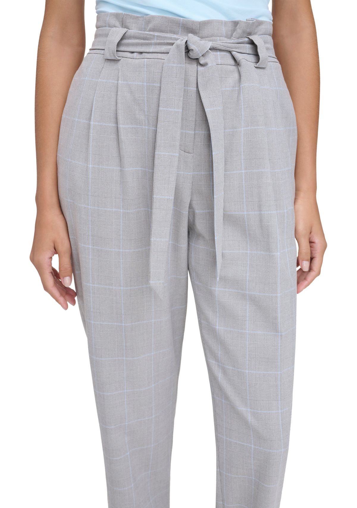 Womens Plaid Pants with Tie Waist