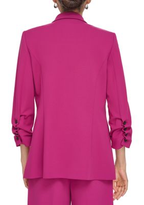 Maxine Hot Pink Ruched Sleeve Blazer