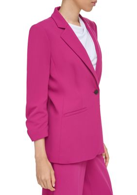 Women's One Button Ruched Sleeve Jacket