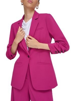 Women's One Button Ruched Sleeve Jacket