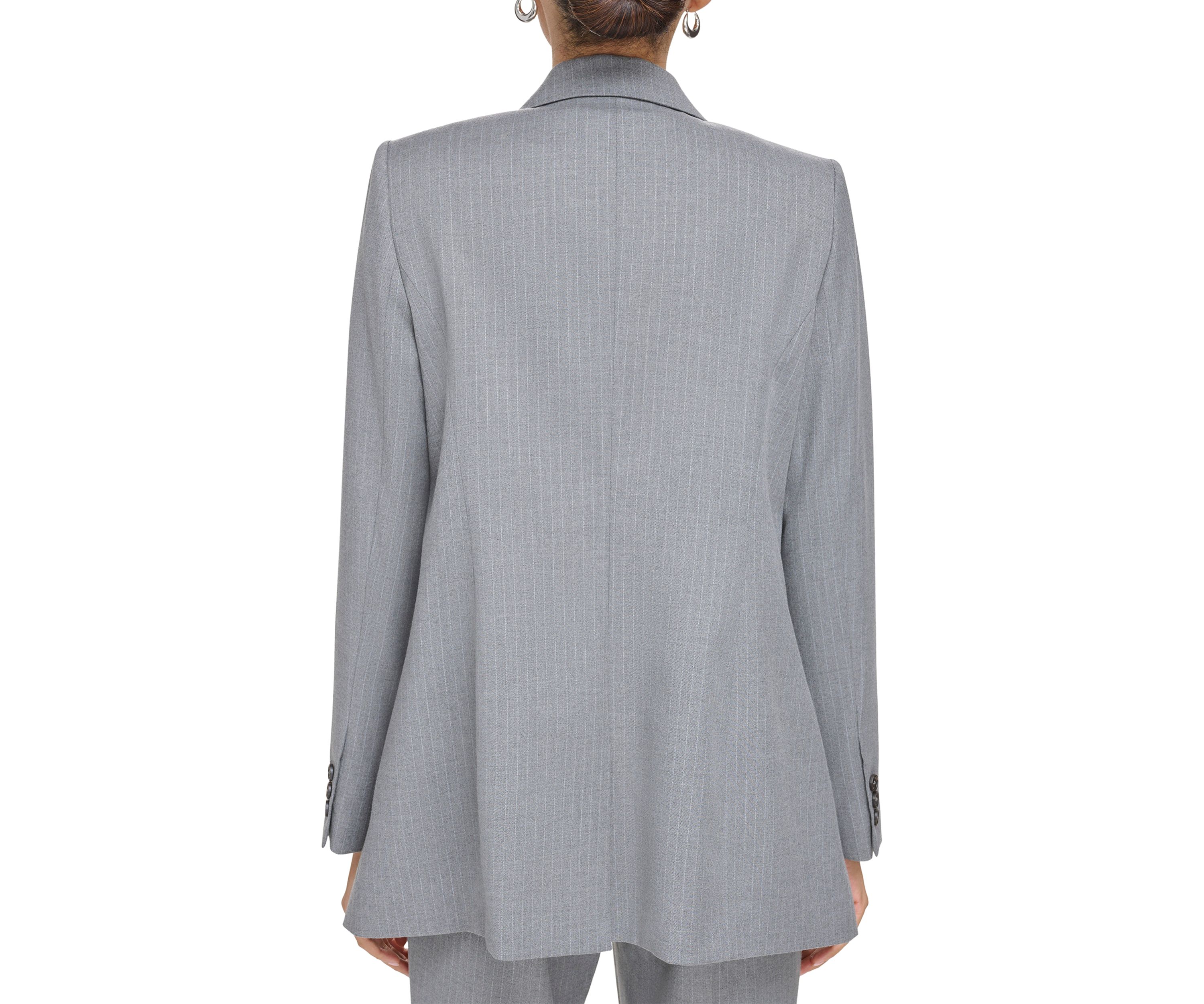 Womens Long Sleeve Double Breasted Pinstripe Jacket
