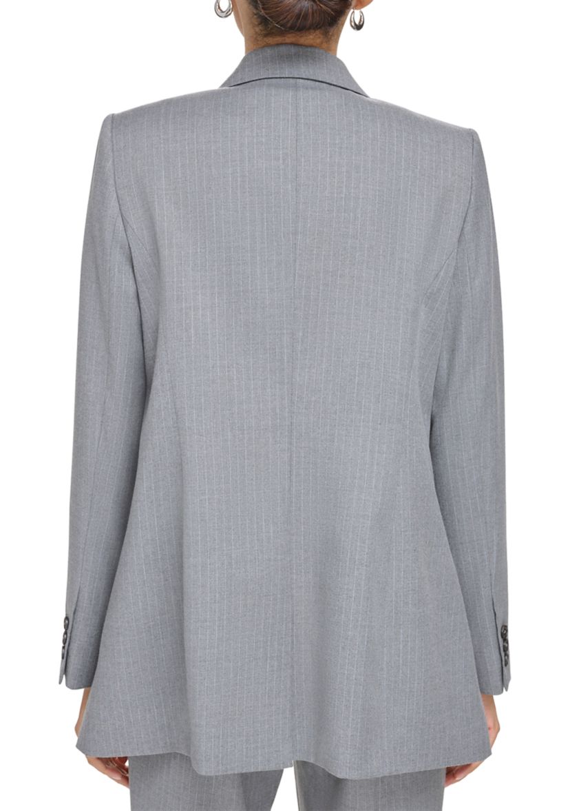 Womens Long Sleeve Double Breasted Pinstripe Jacket