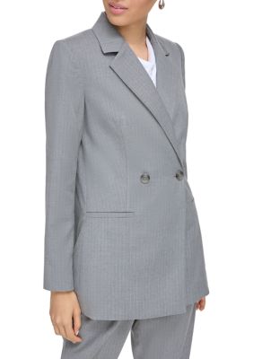 Women's Long Sleeve Double Breasted Pinstripe Jacket