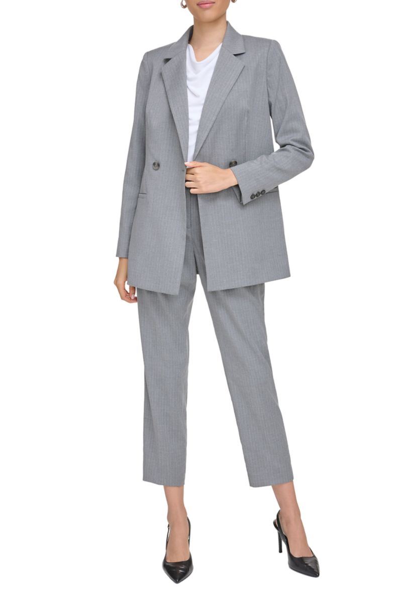 Womens Long Sleeve Double Breasted Pinstripe Jacket