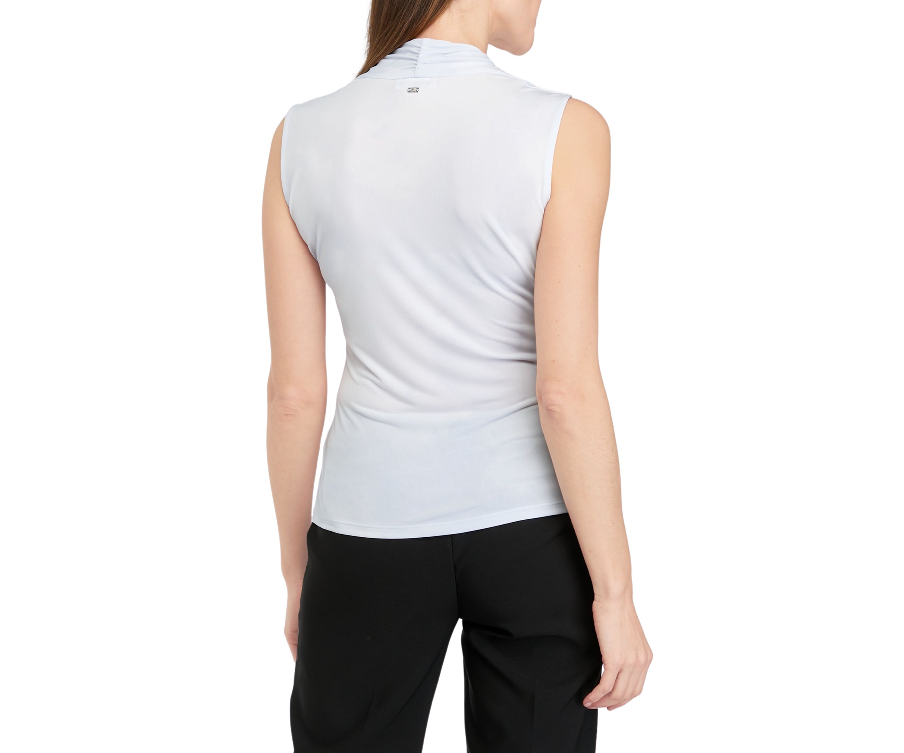Womens Sleeveless V-Neck Ruched Top