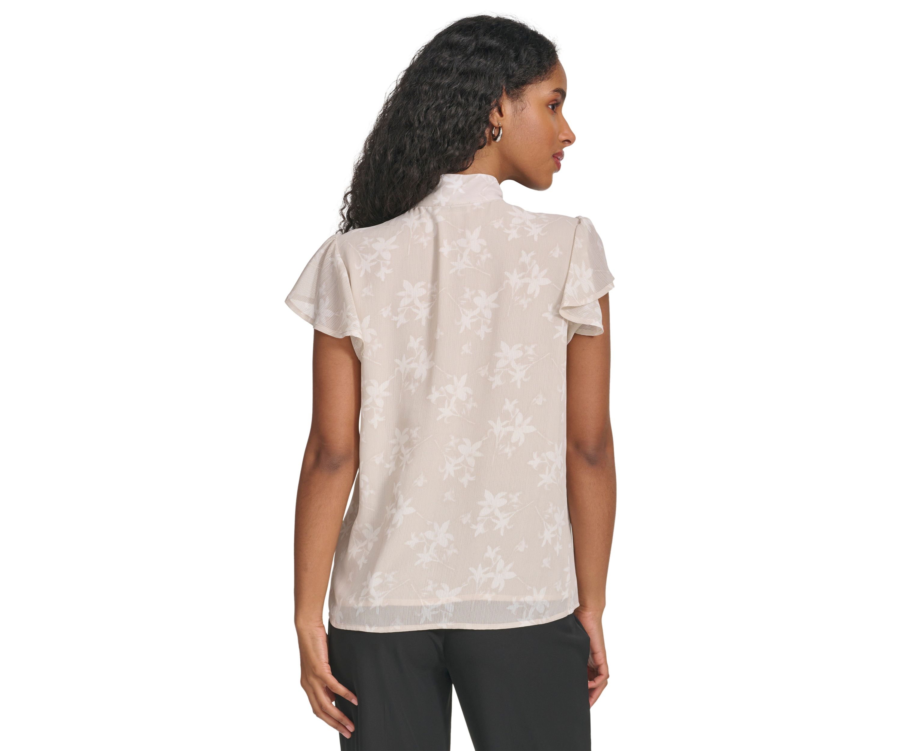 Womens Printed Sleeveless Tie Neck Cami Blouse