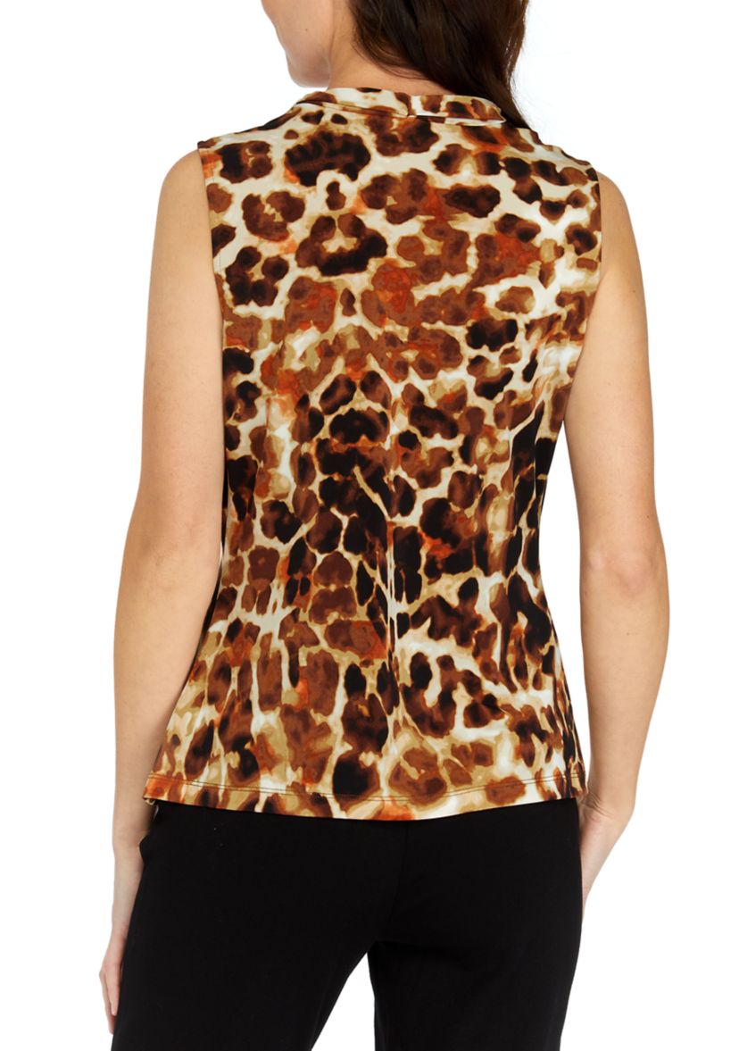 Womens Animal Print Sleeveless V-Neck Cami