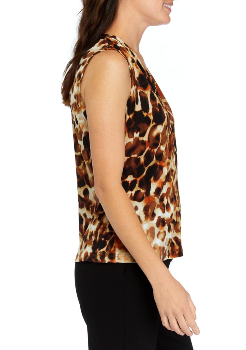 Womens Animal Print Sleeveless V-Neck Cami