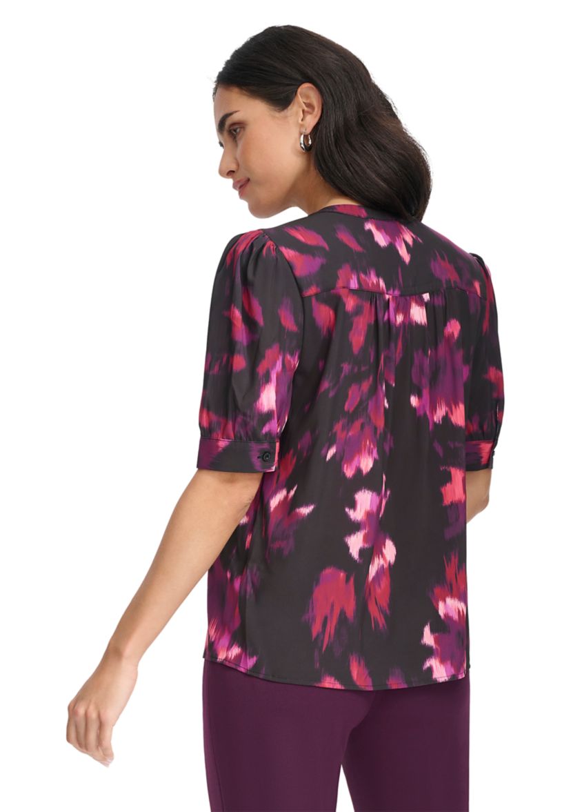 Womens Short Sleeve Button Front Blouse