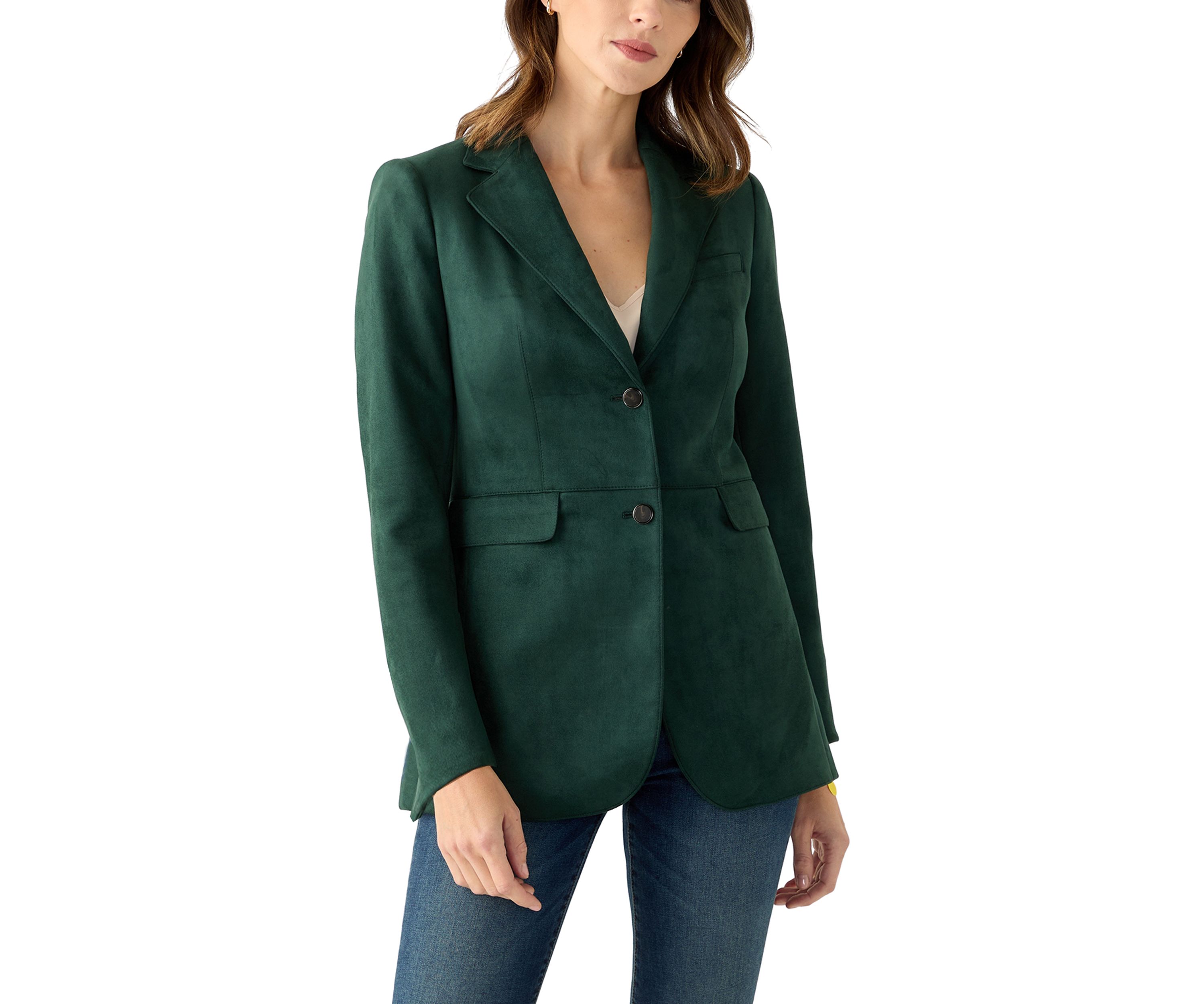 Womens Suede 2 Button Longline Jacket
