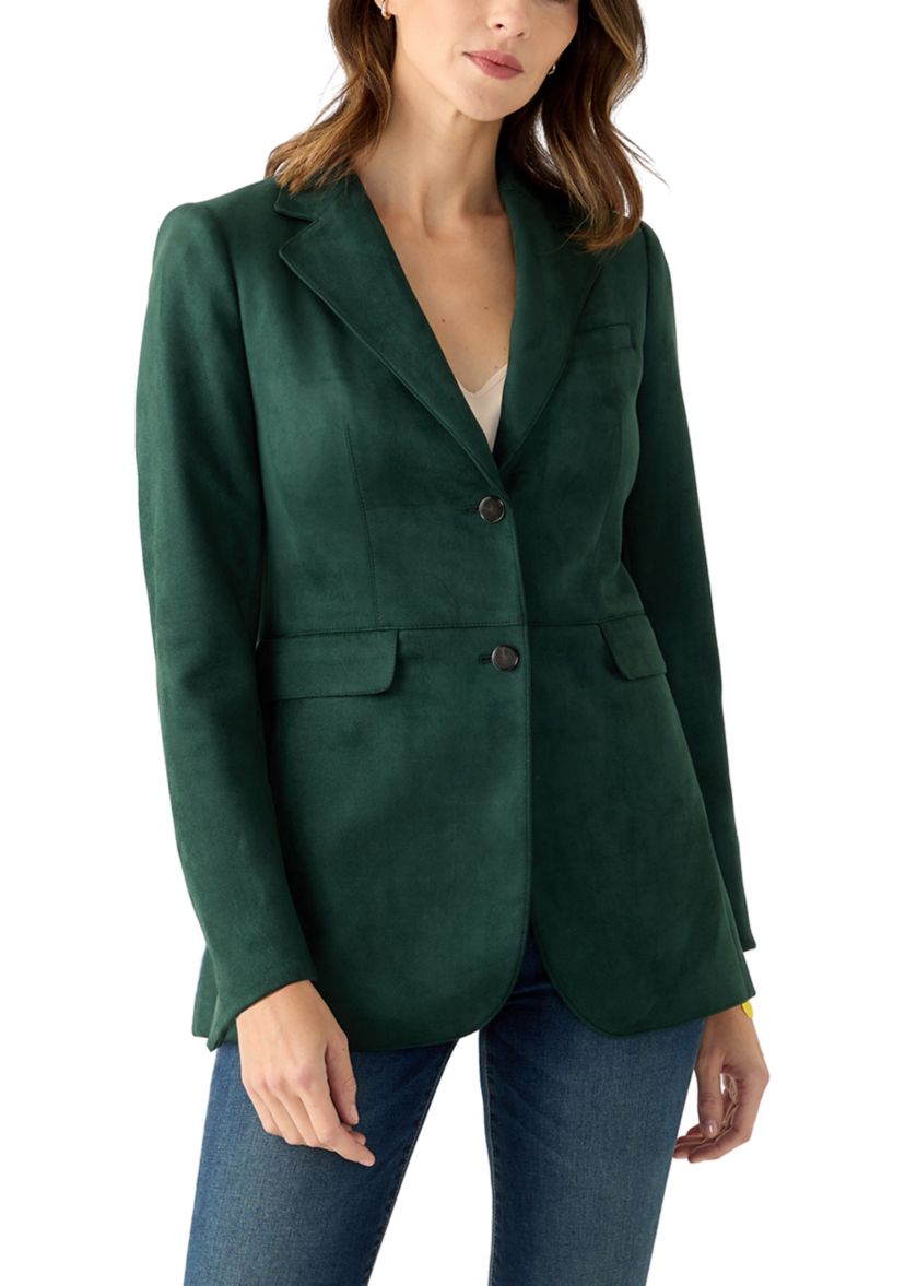 Womens Suede 2 Button Longline Jacket