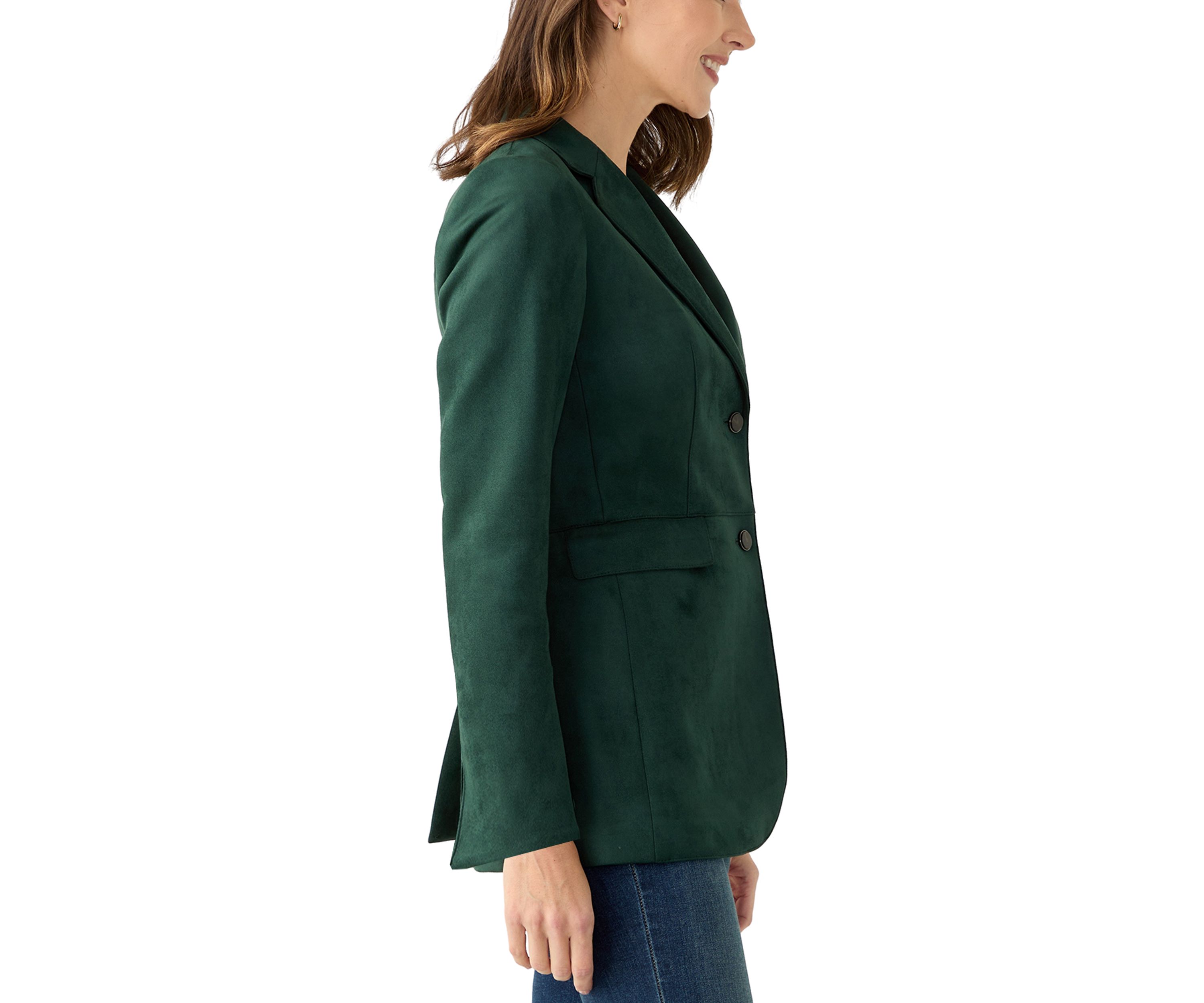 Womens Suede 2 Button Longline Jacket