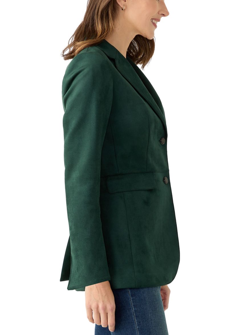 Womens Suede 2 Button Longline Jacket