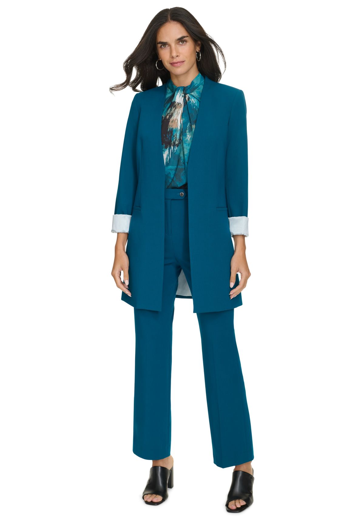 Womens Roll Cuff Longline Jacket