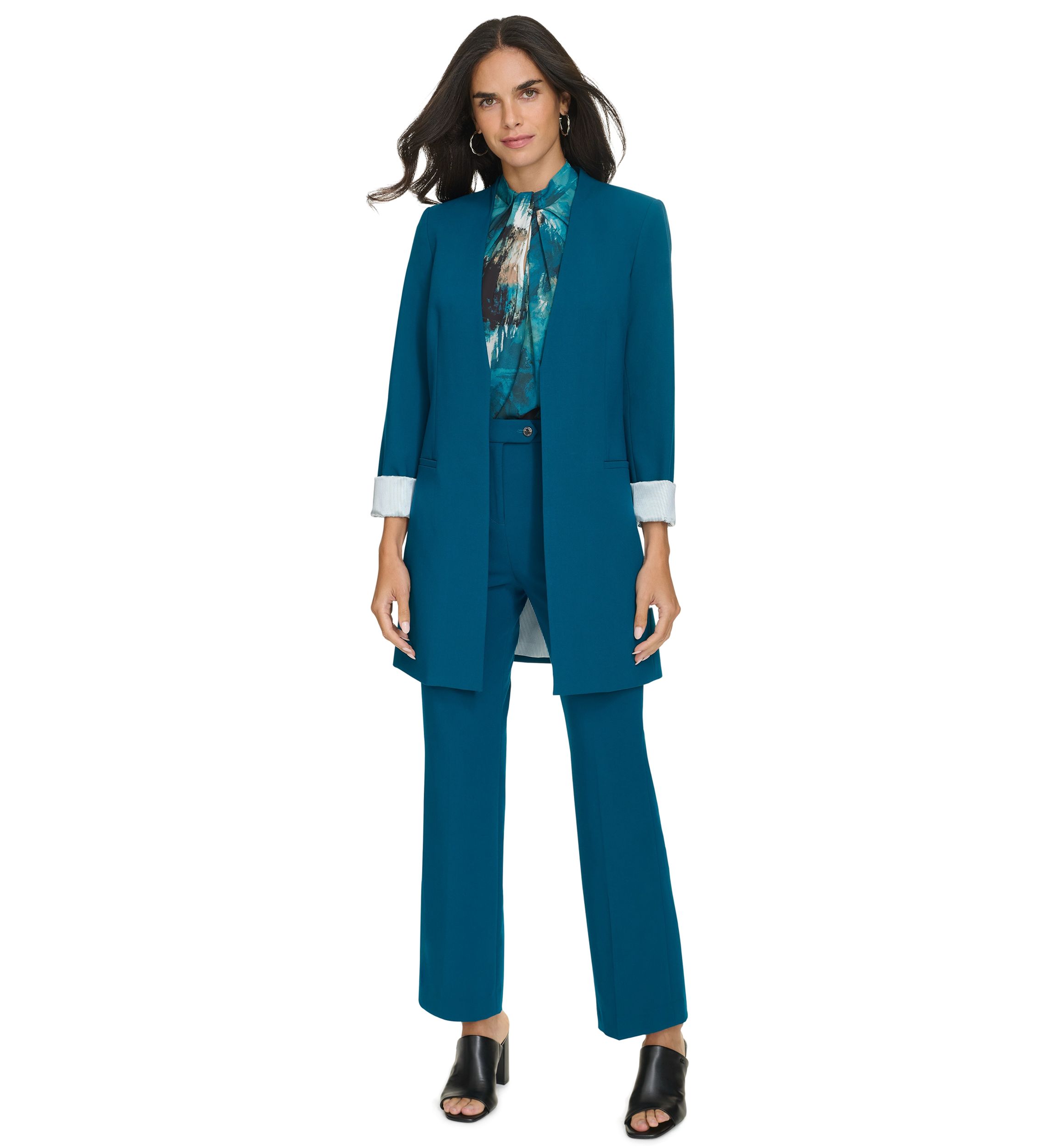 Womens Roll Cuff Longline Jacket