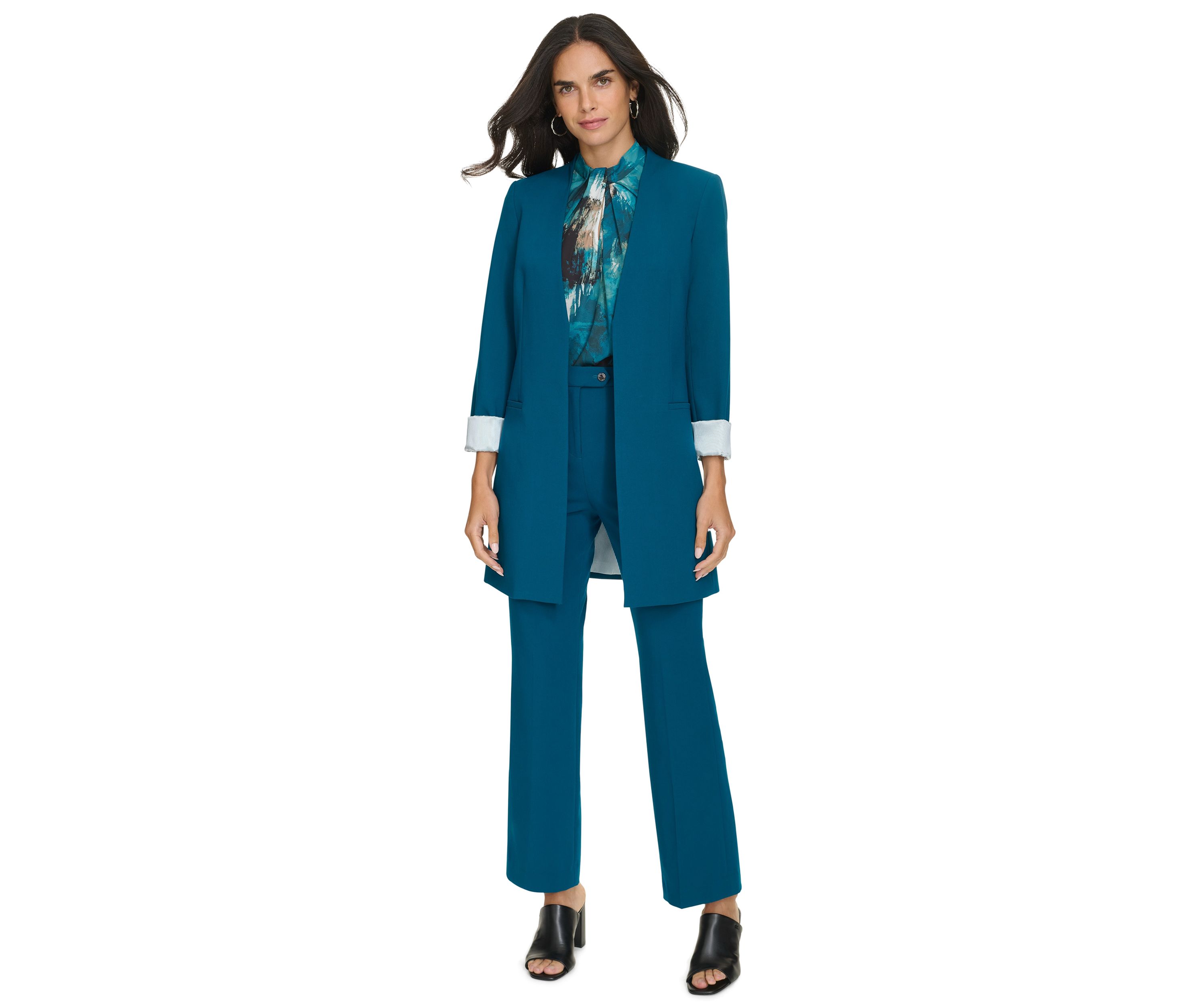 Womens Roll Cuff Longline Jacket