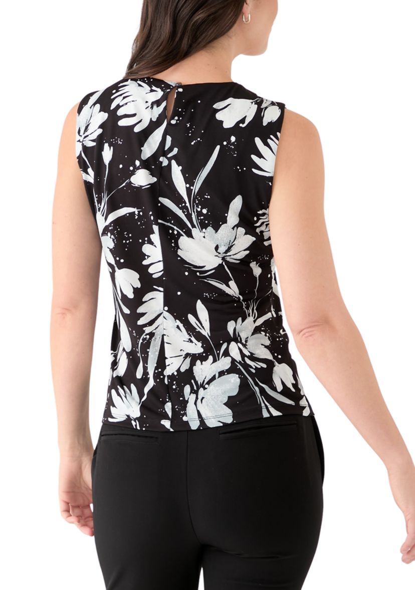 Womens Printed Pleat Neck Cami 