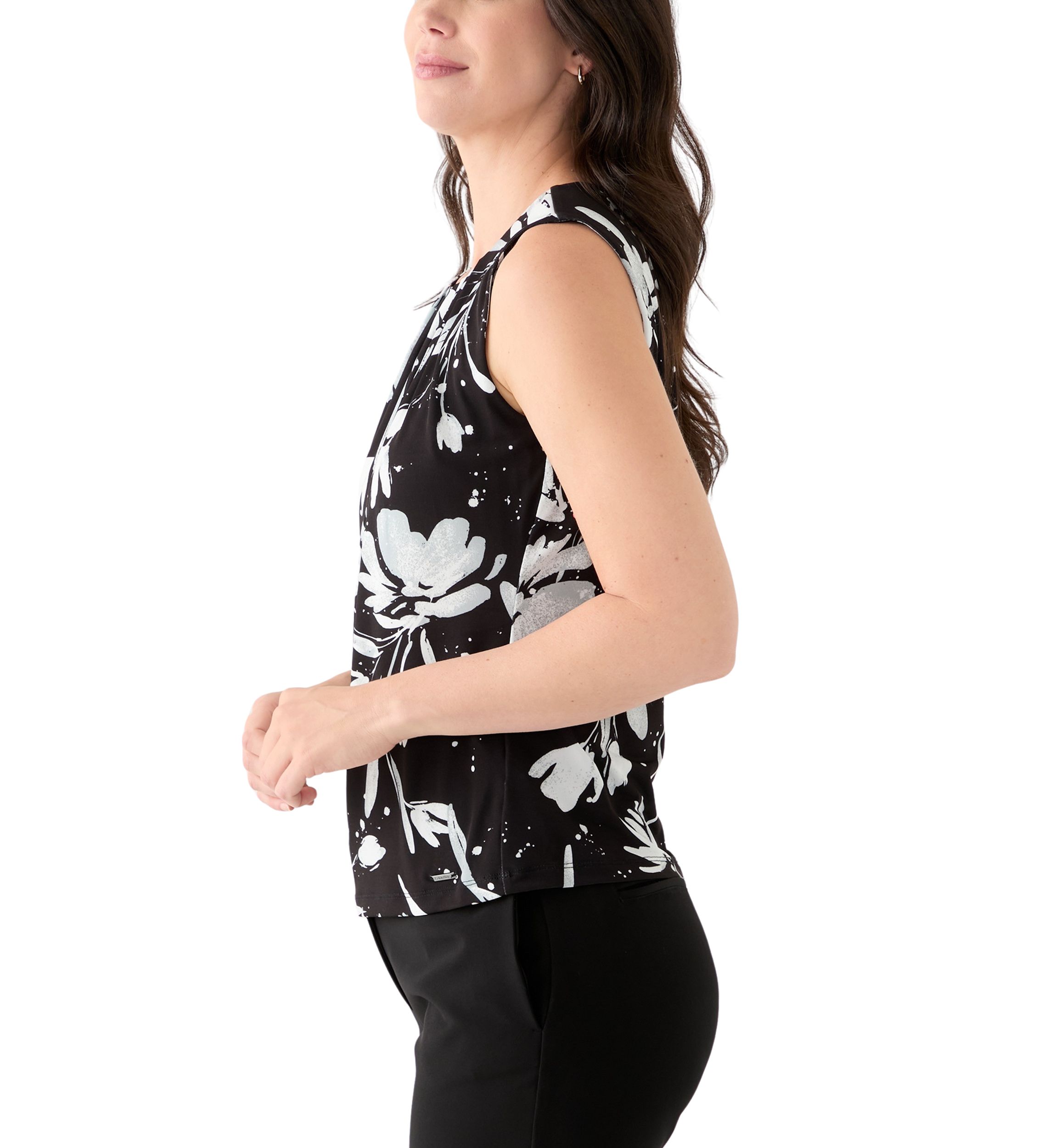 Womens Printed Pleat Neck Cami 