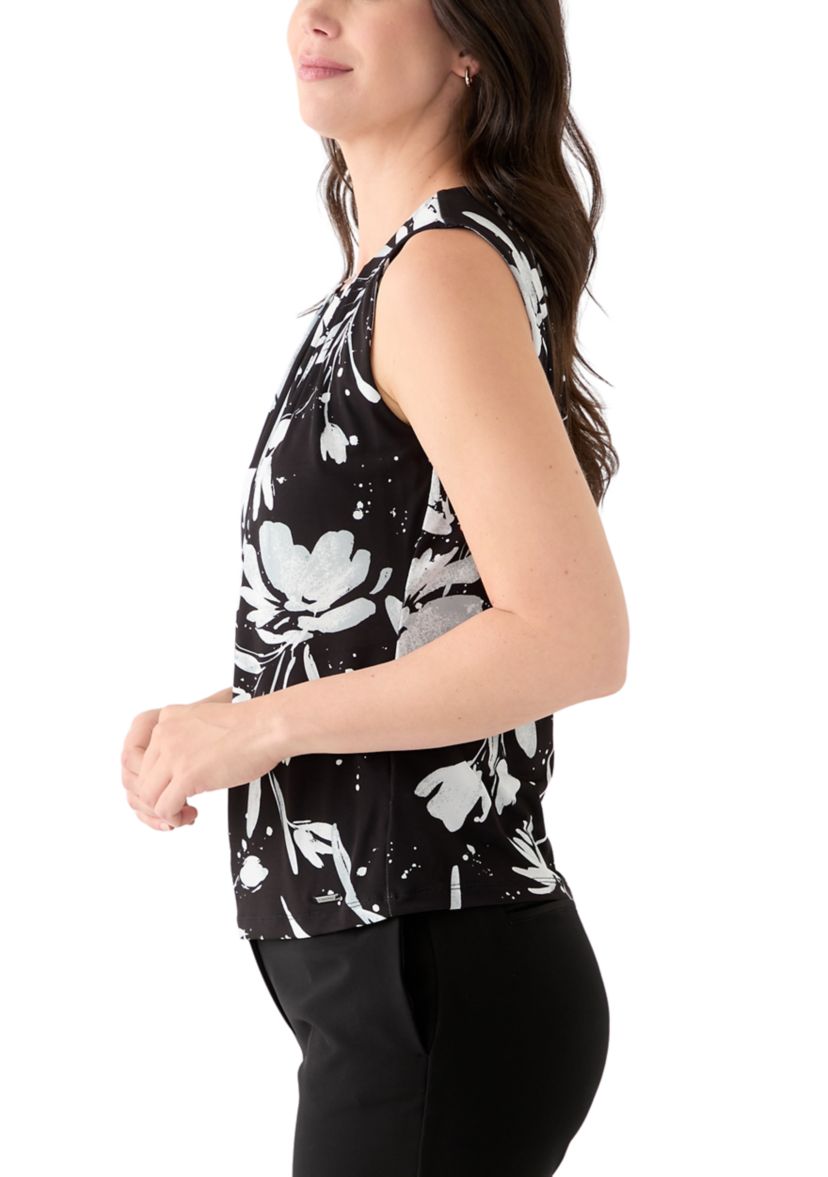 Womens Printed Pleat Neck Cami 