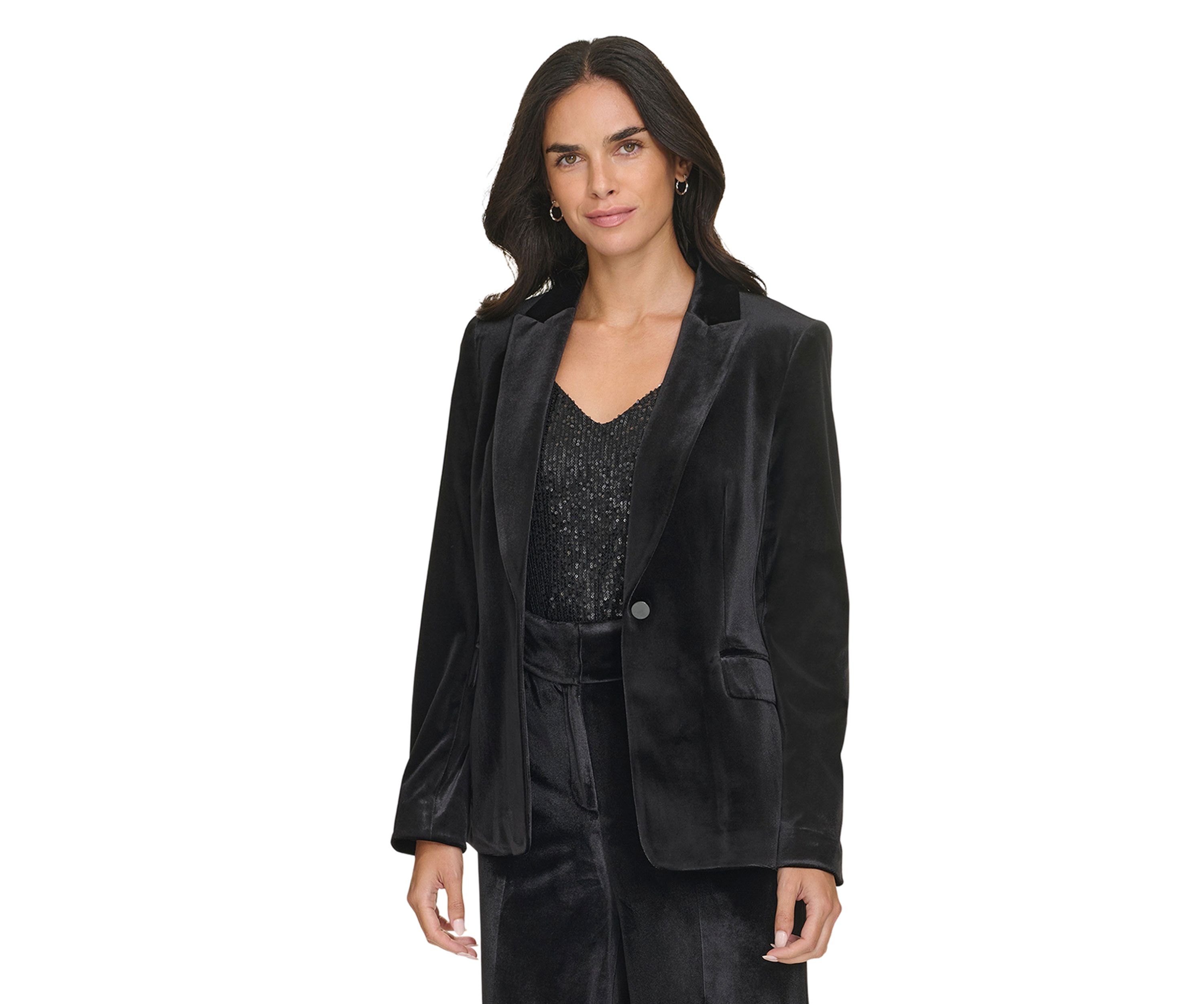 Womens One Button Velvet Jacket