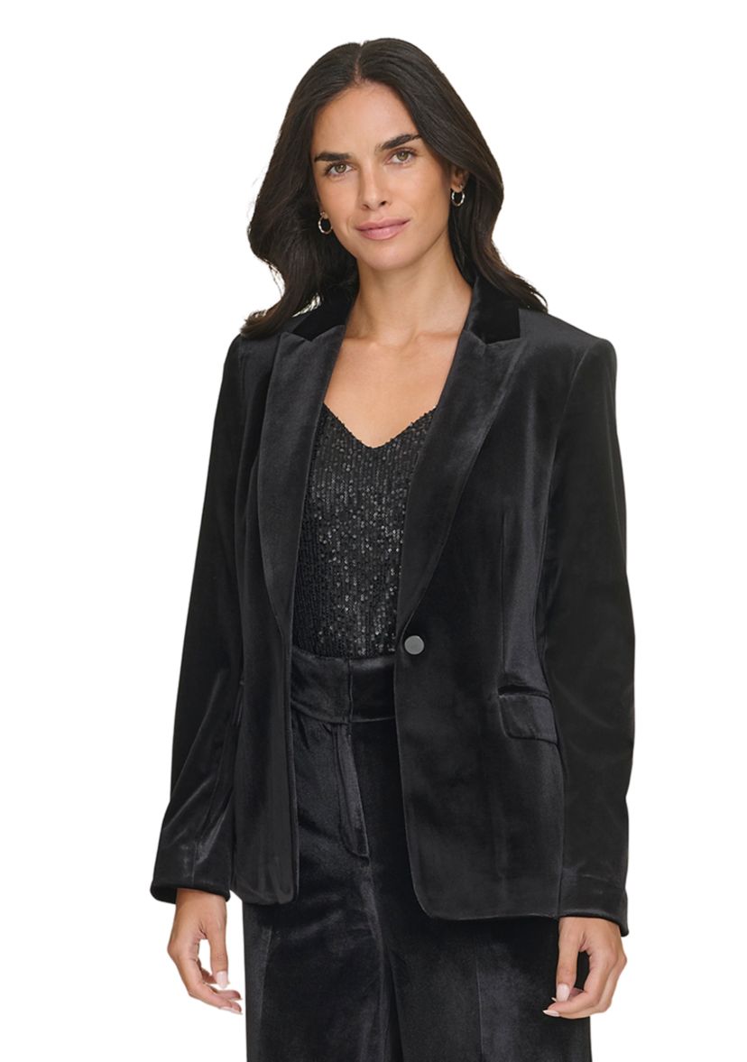 Womens One Button Velvet Jacket