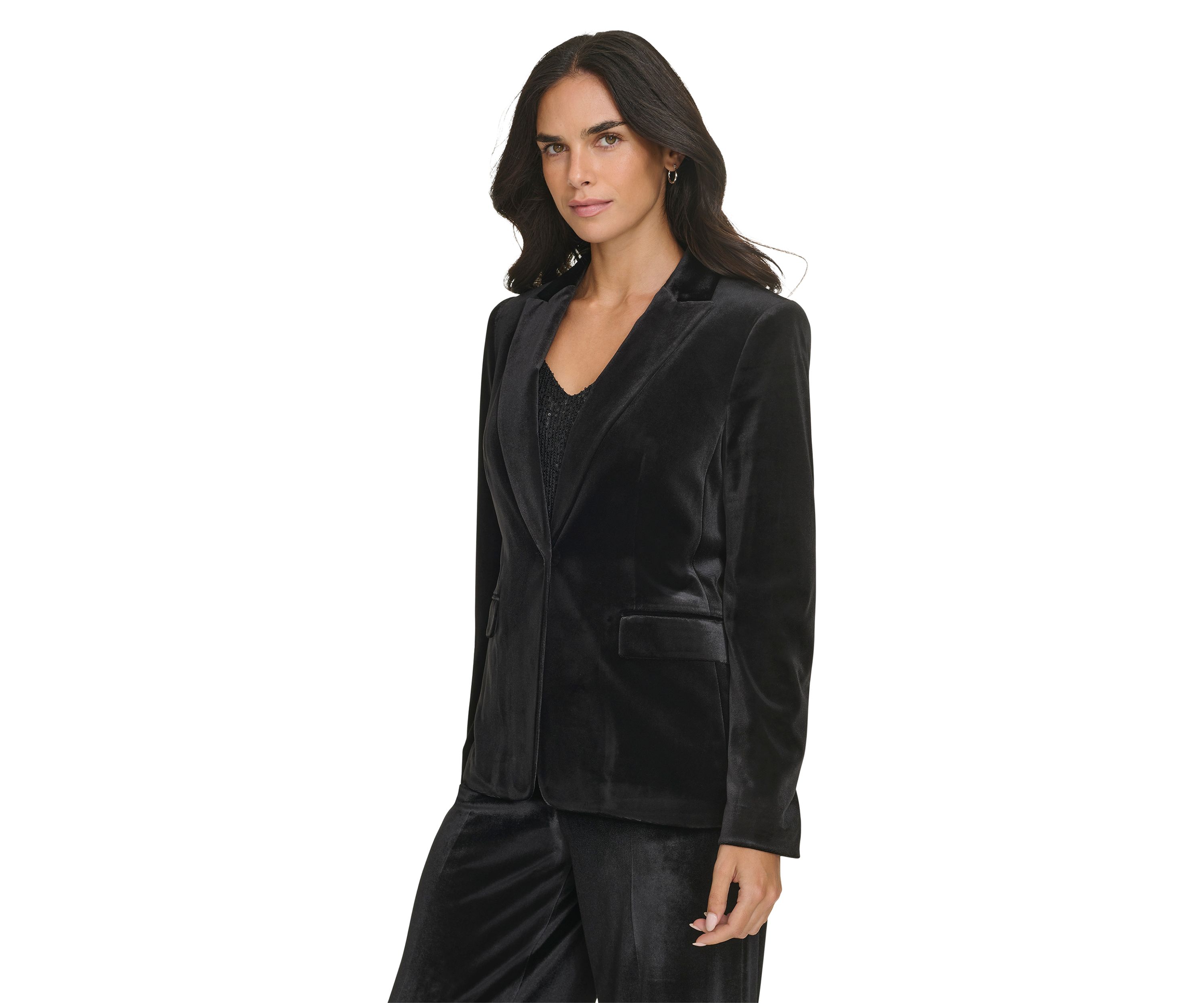 Womens One Button Velvet Jacket