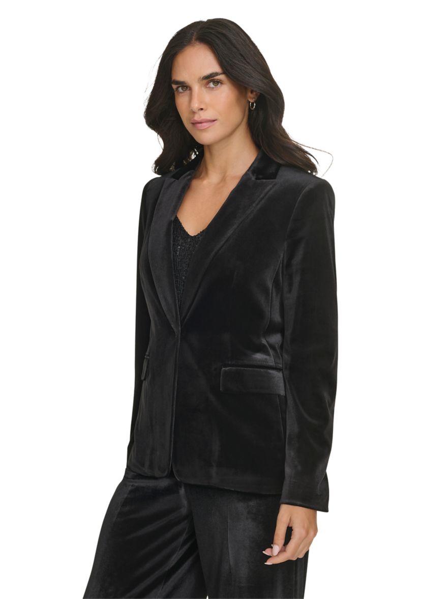 Womens One Button Velvet Jacket