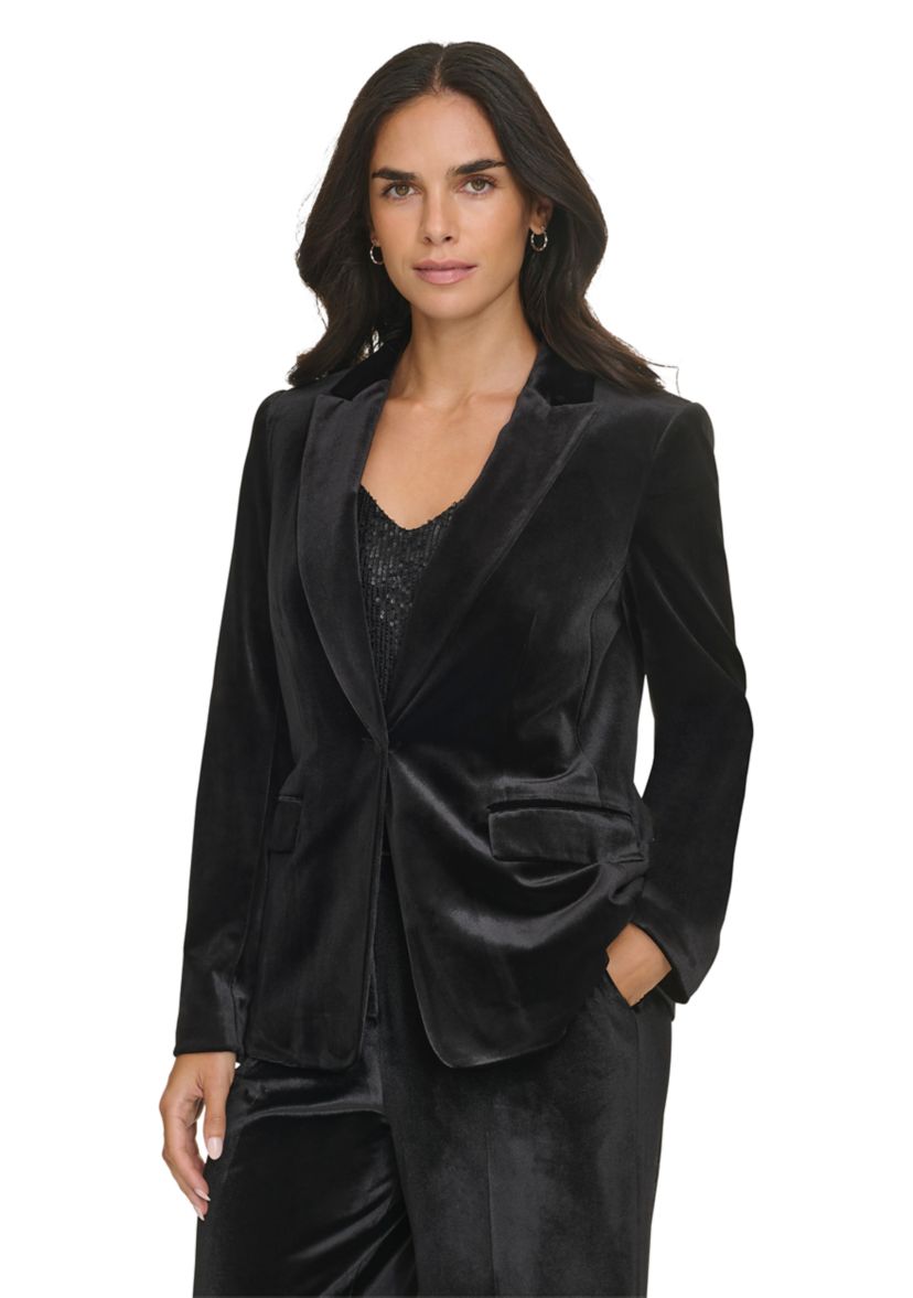 Womens One Button Velvet Jacket