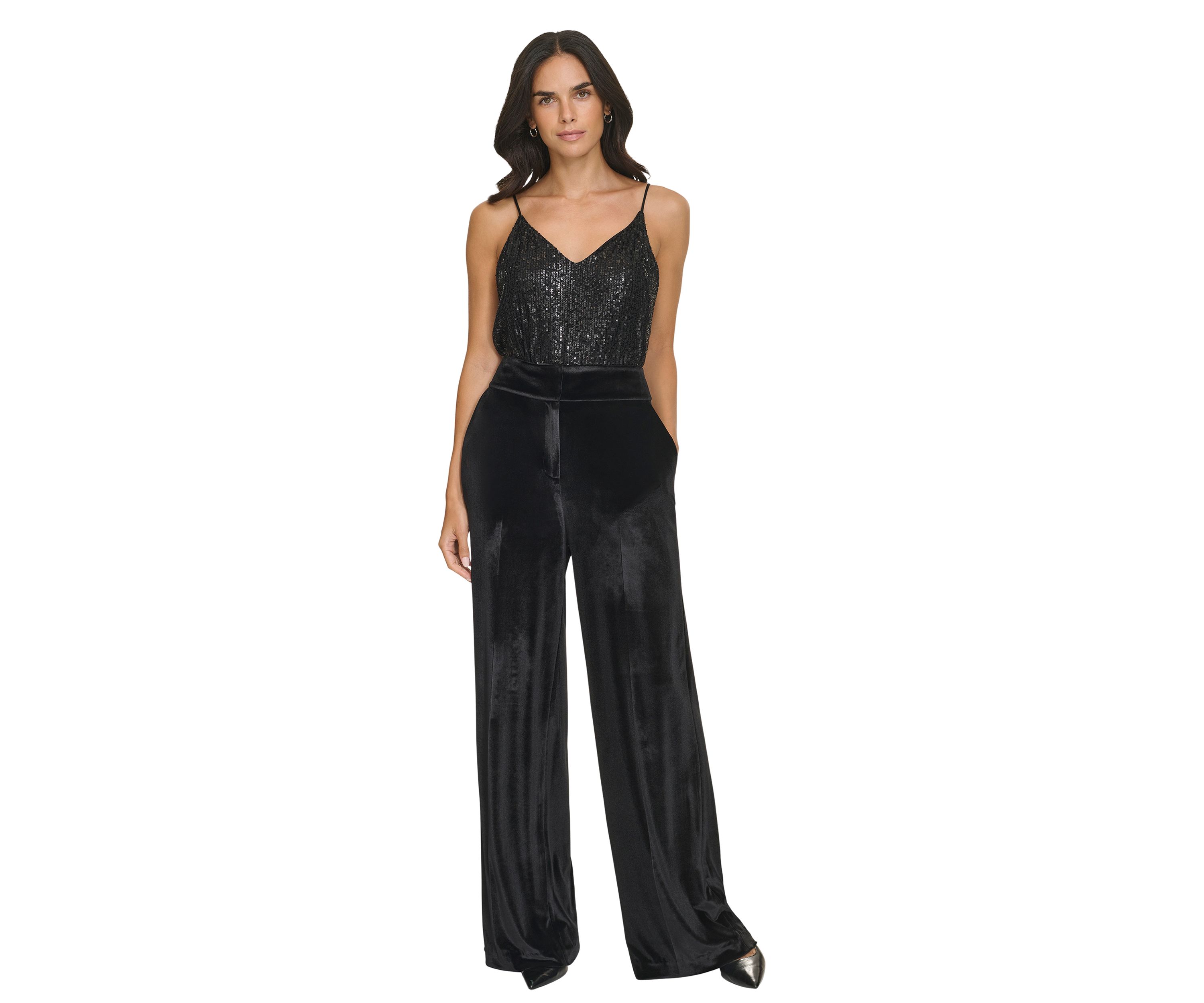 Womens Wide Leg Velvet Pants