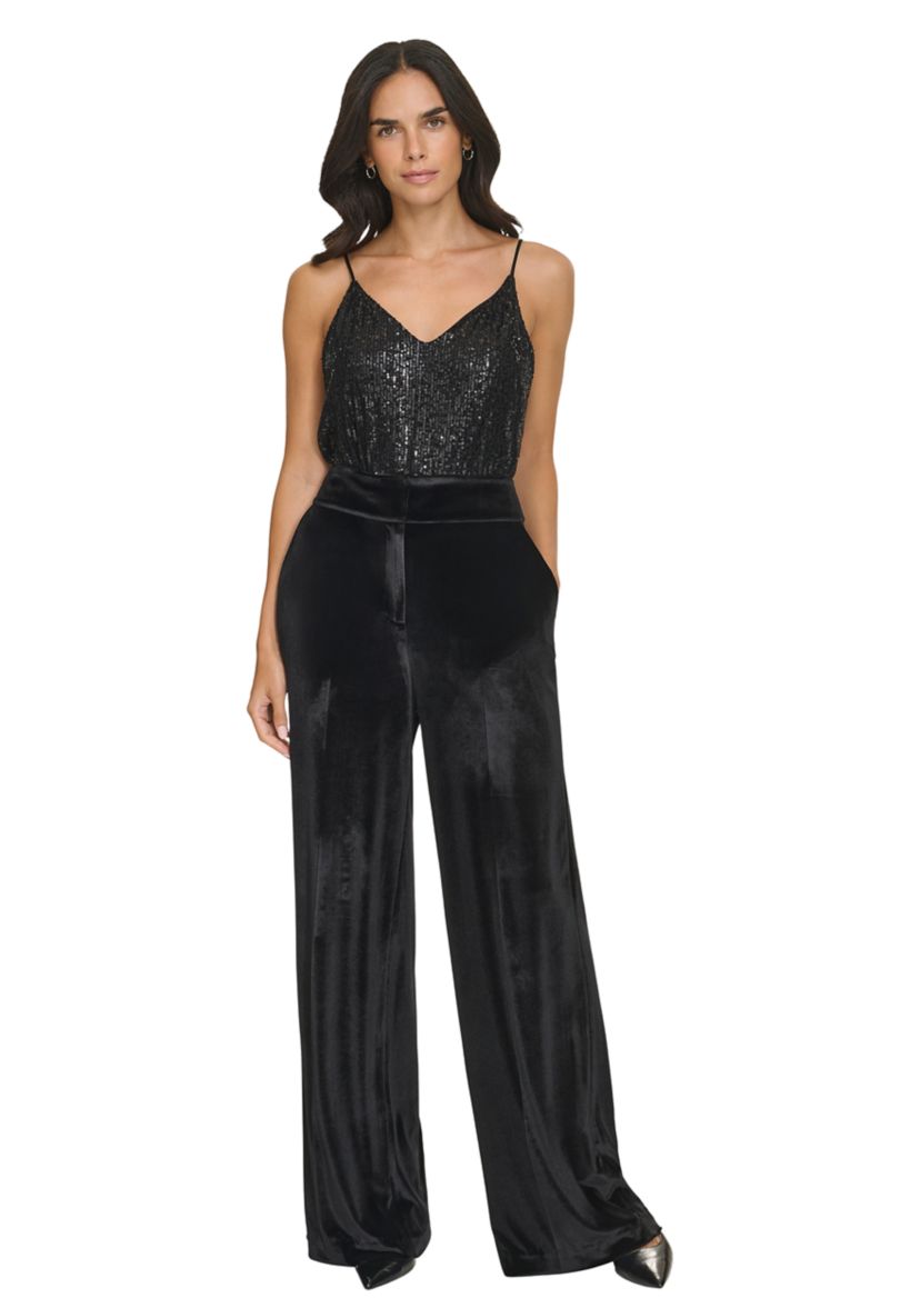 Womens Wide Leg Velvet Pants