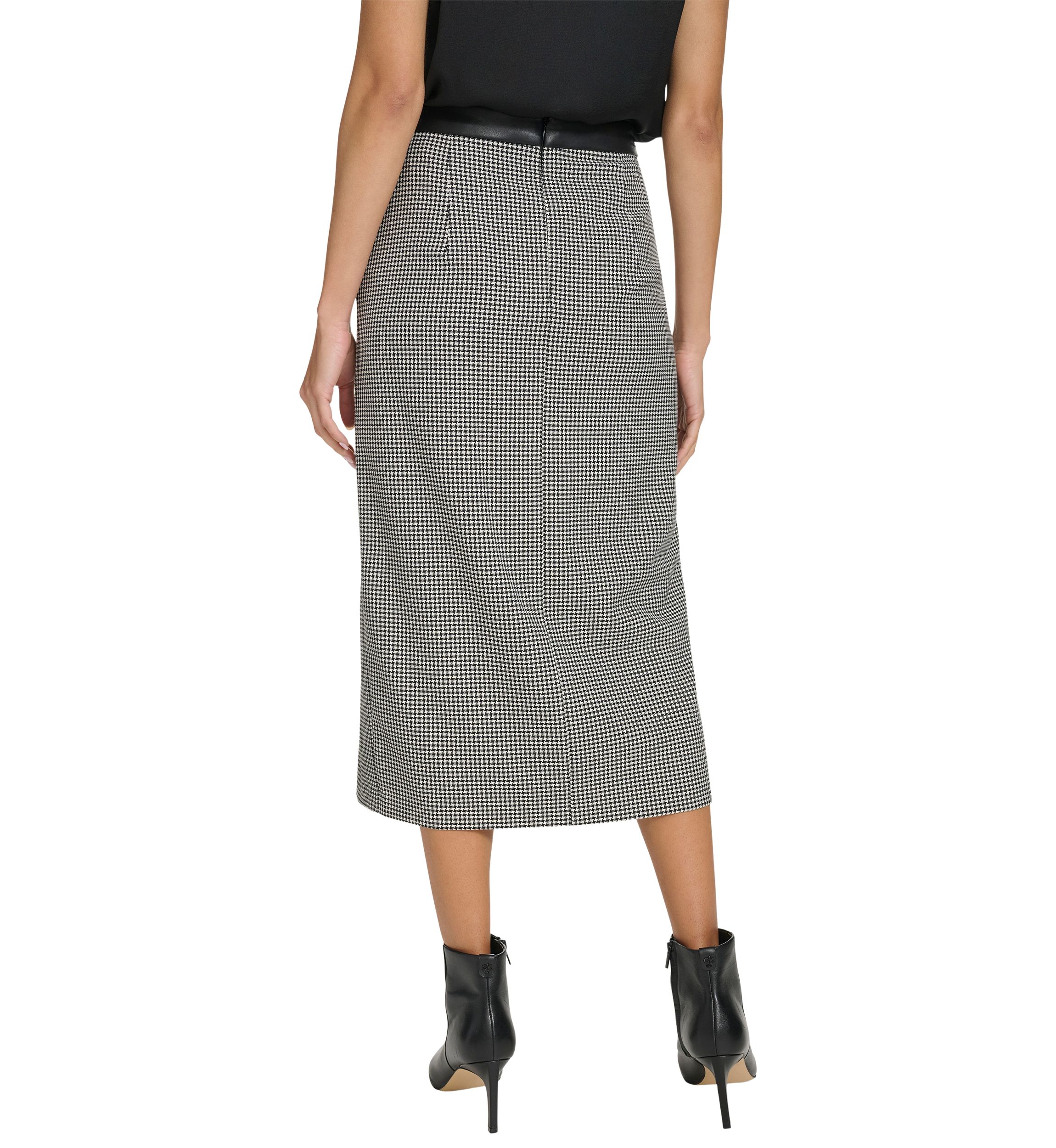 Womens Houndstooth Pencil Skirt with Slit