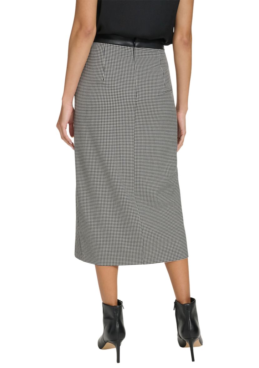 Womens Houndstooth Pencil Skirt with Slit