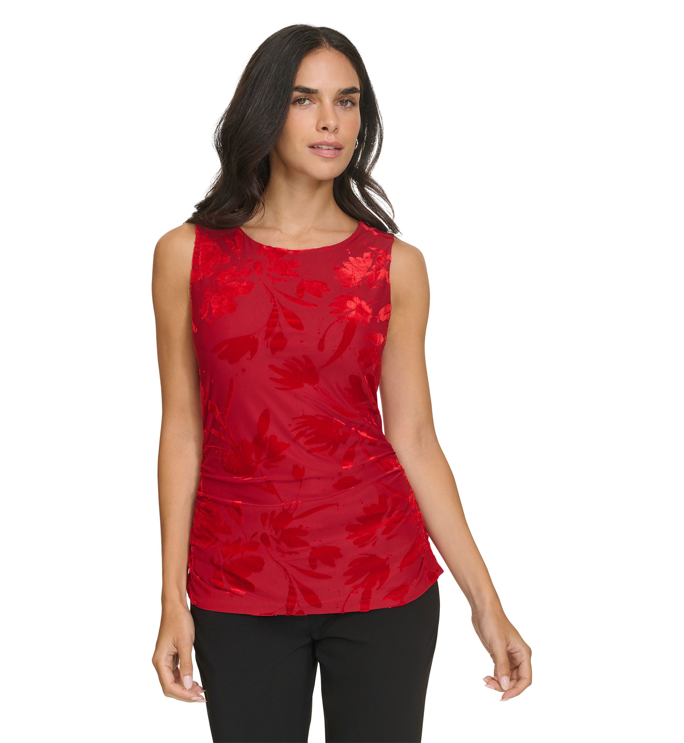 Womens Burnout Velvet Draped Top
