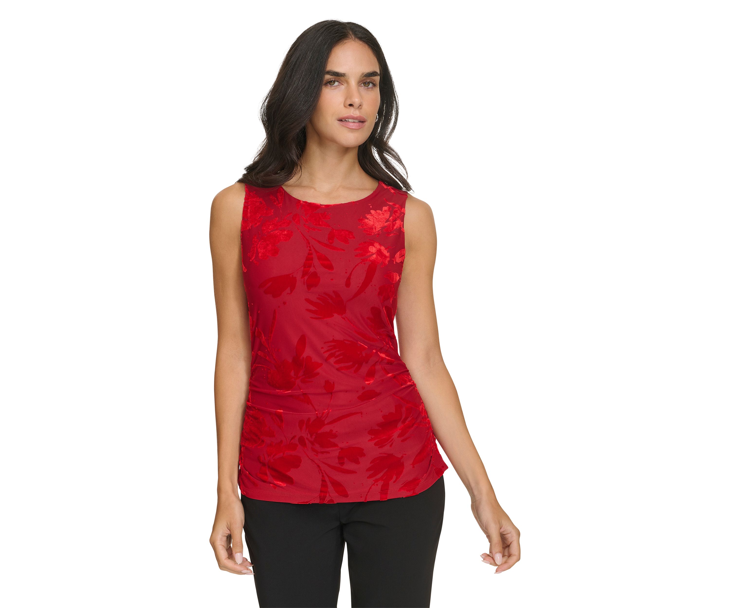 Womens Burnout Velvet Draped Top