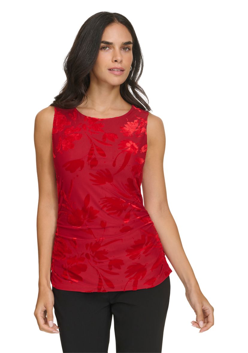 Womens Burnout Velvet Draped Top