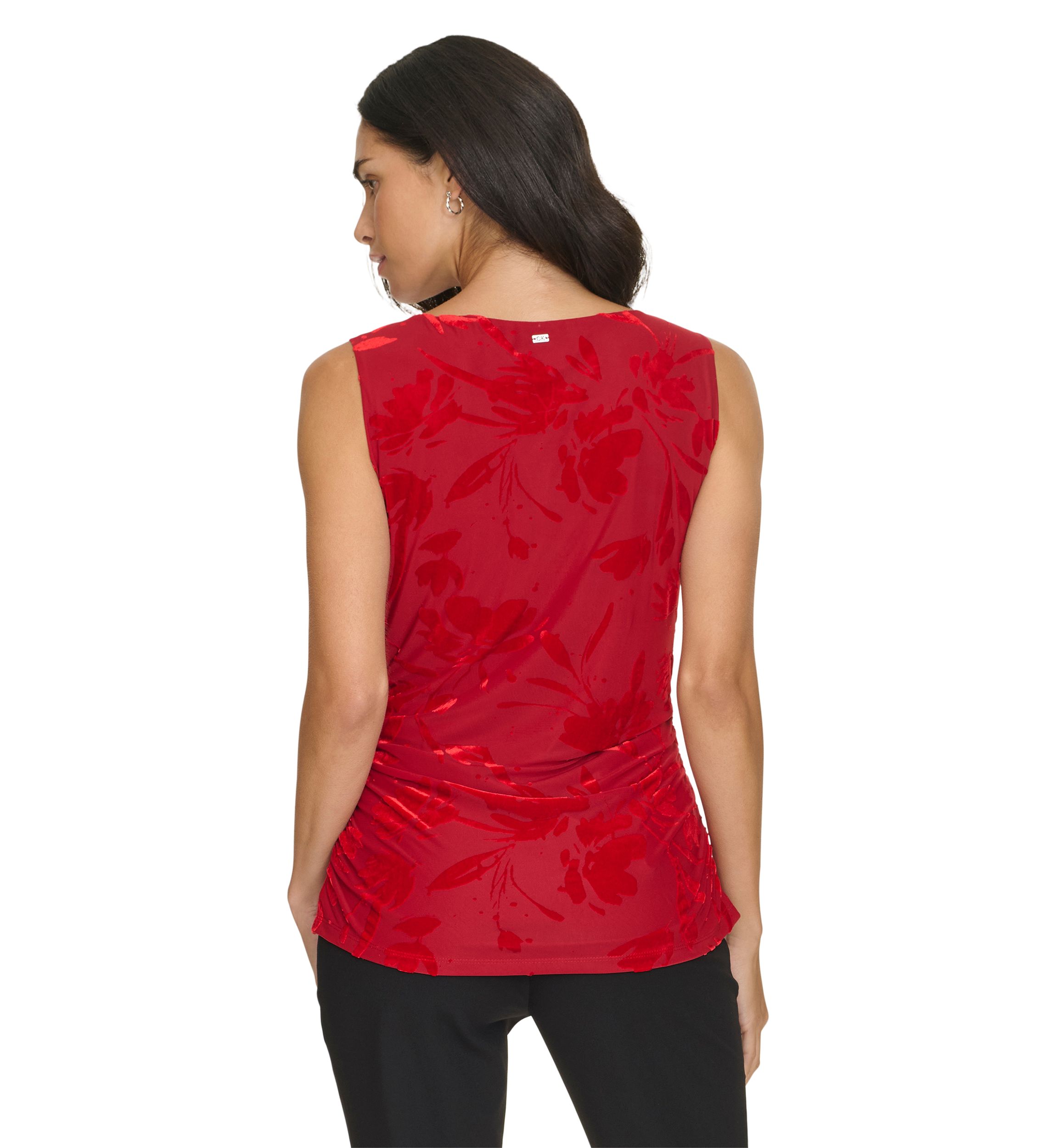 Womens Burnout Velvet Draped Top