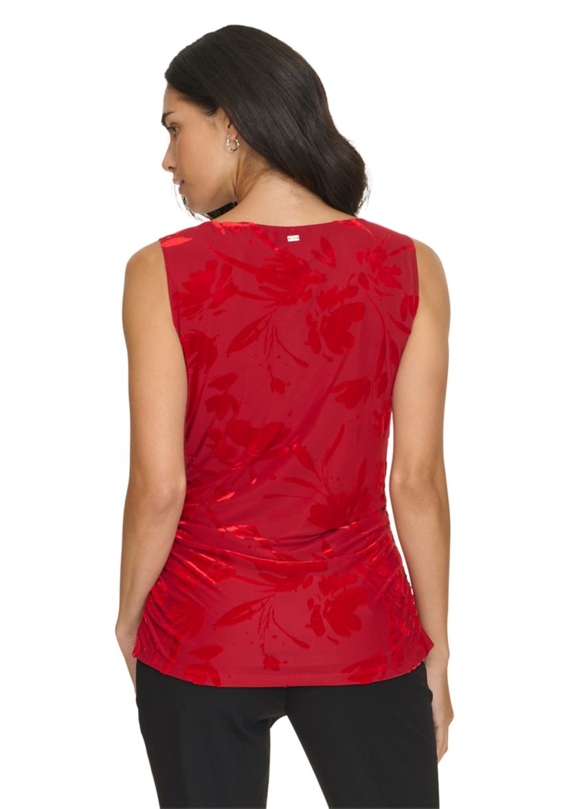 Womens Burnout Velvet Draped Top