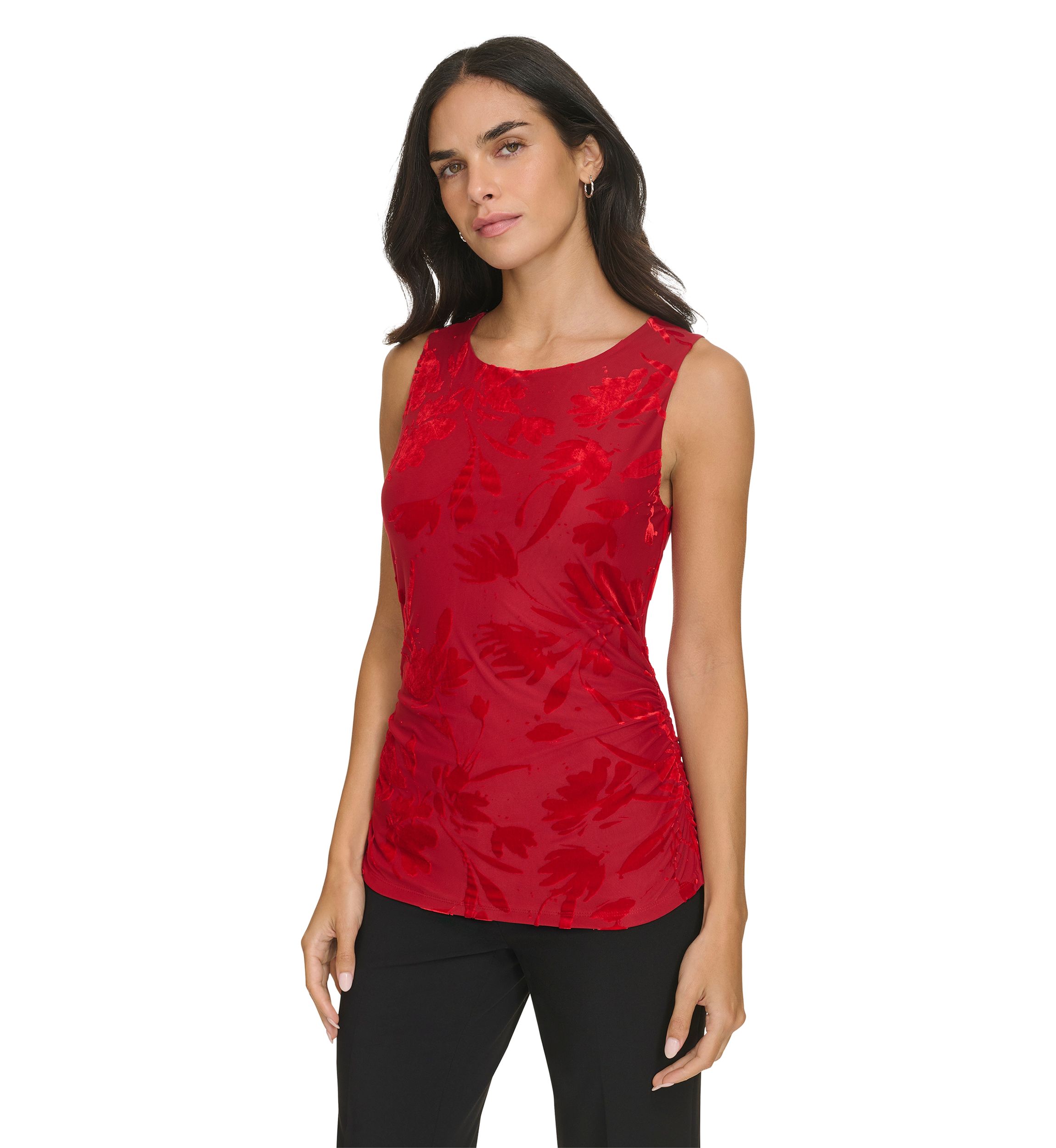 Womens Burnout Velvet Draped Top