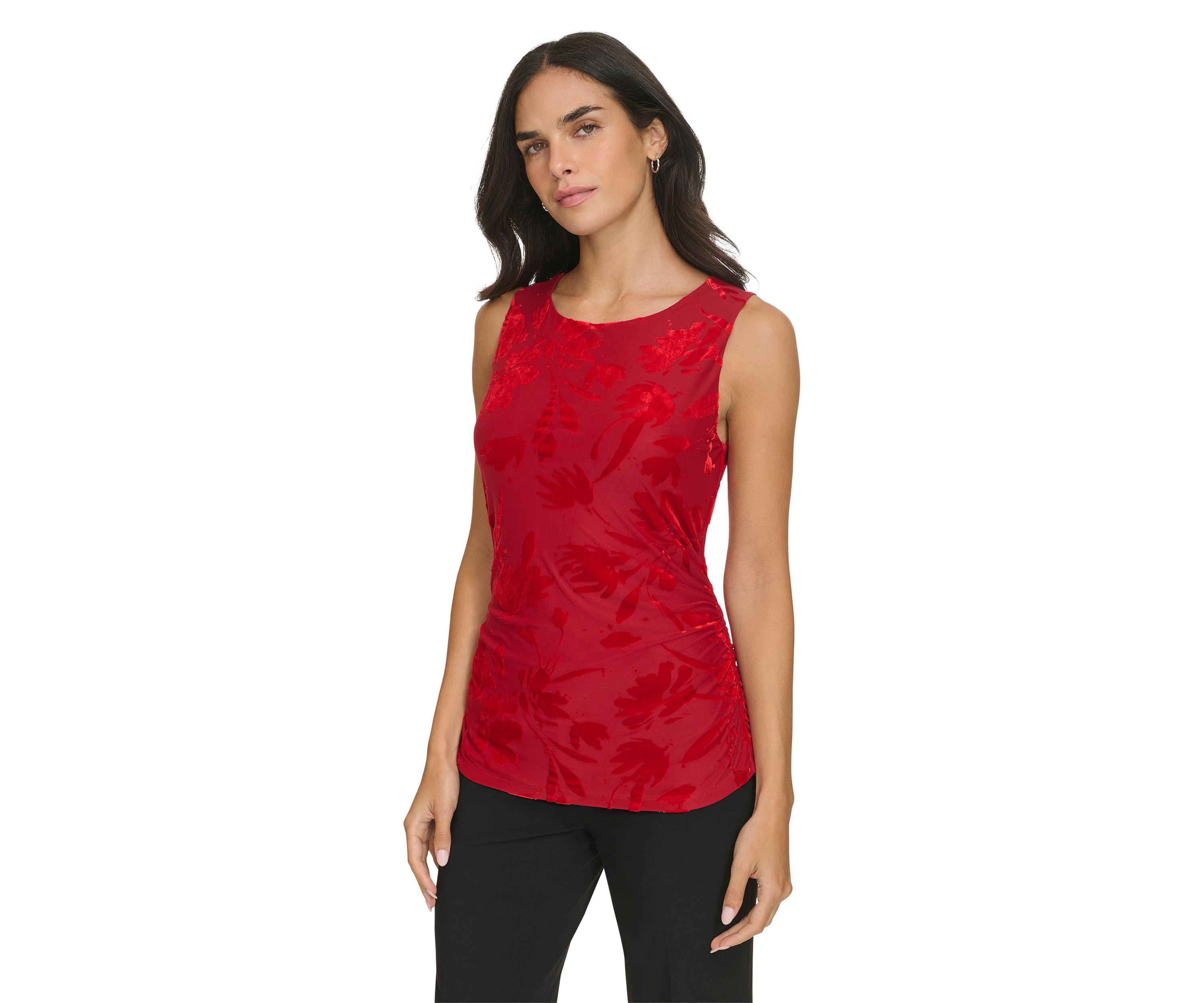 Womens Burnout Velvet Draped Top