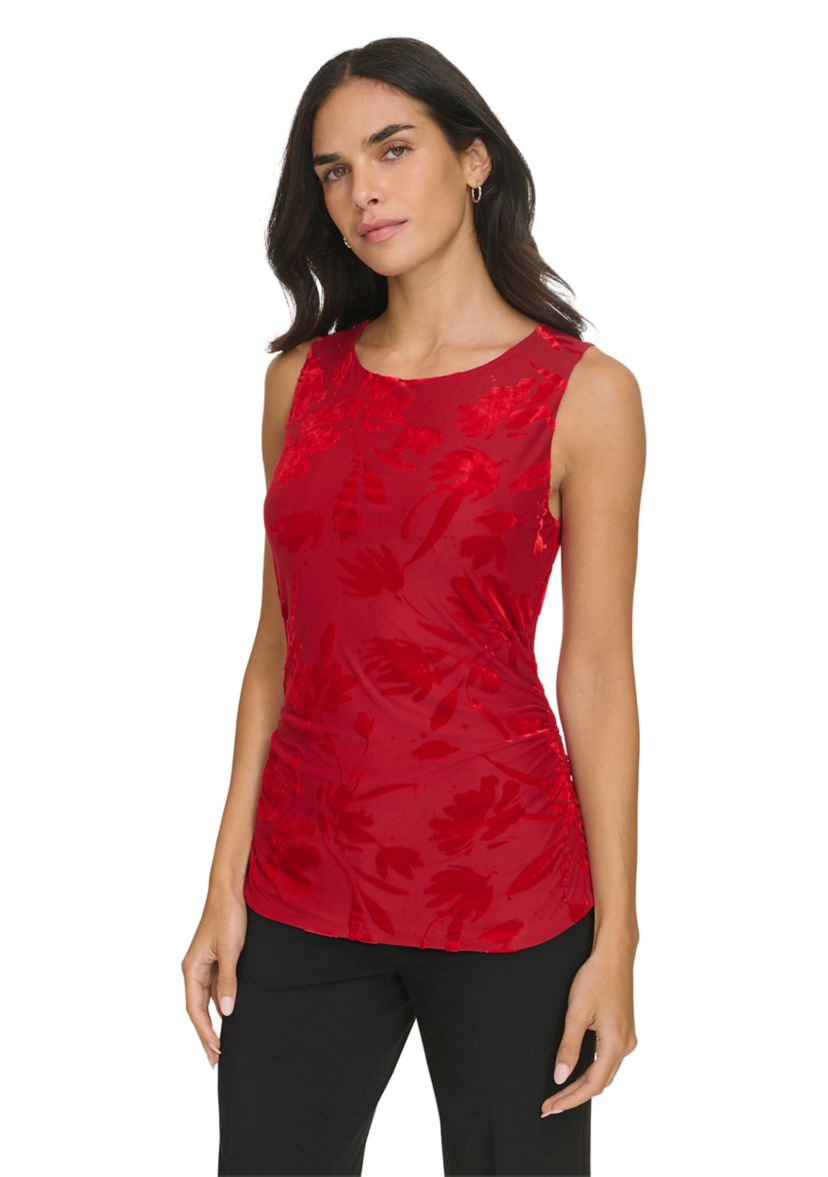 Womens Burnout Velvet Draped Top