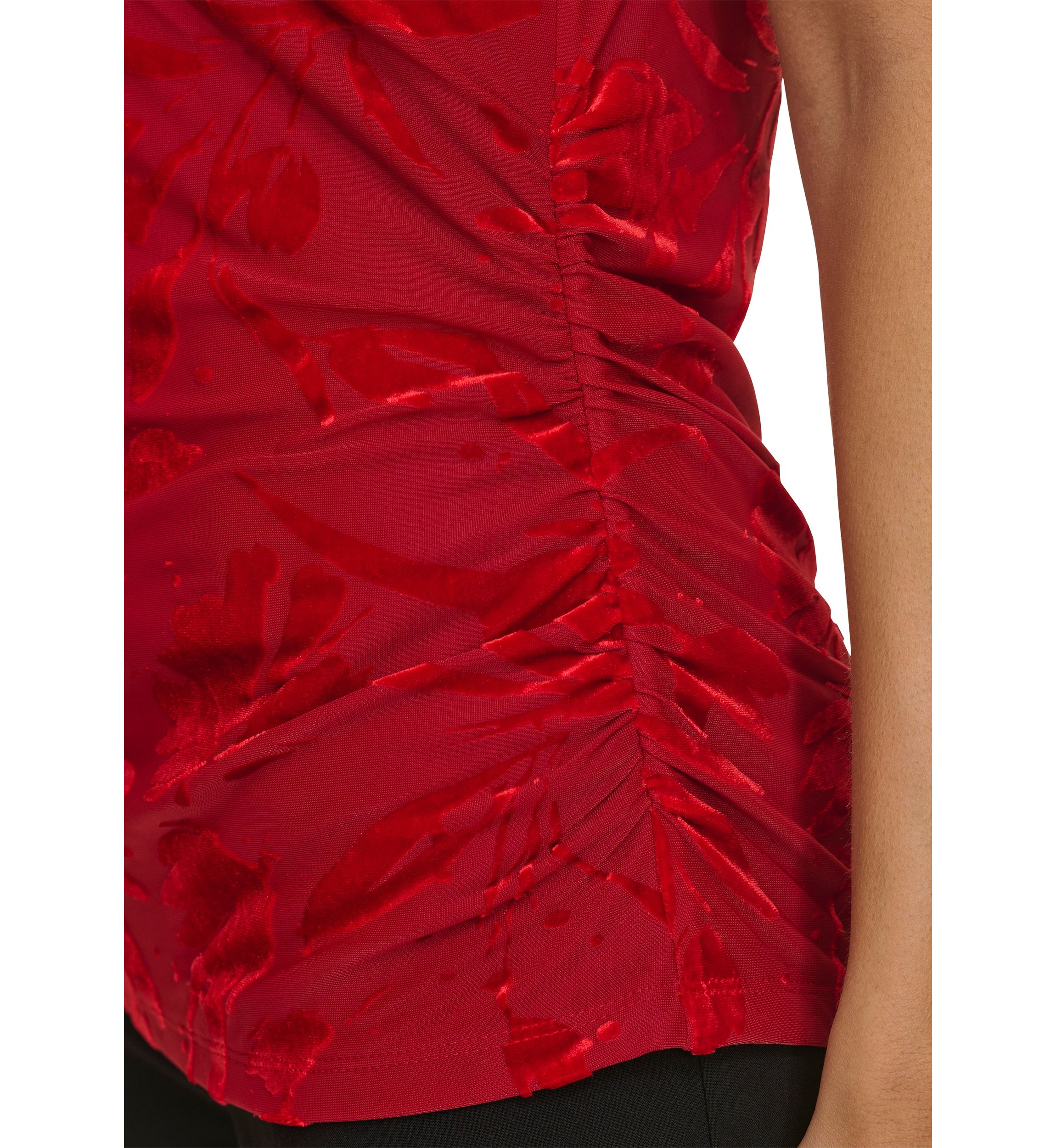 Womens Burnout Velvet Draped Top