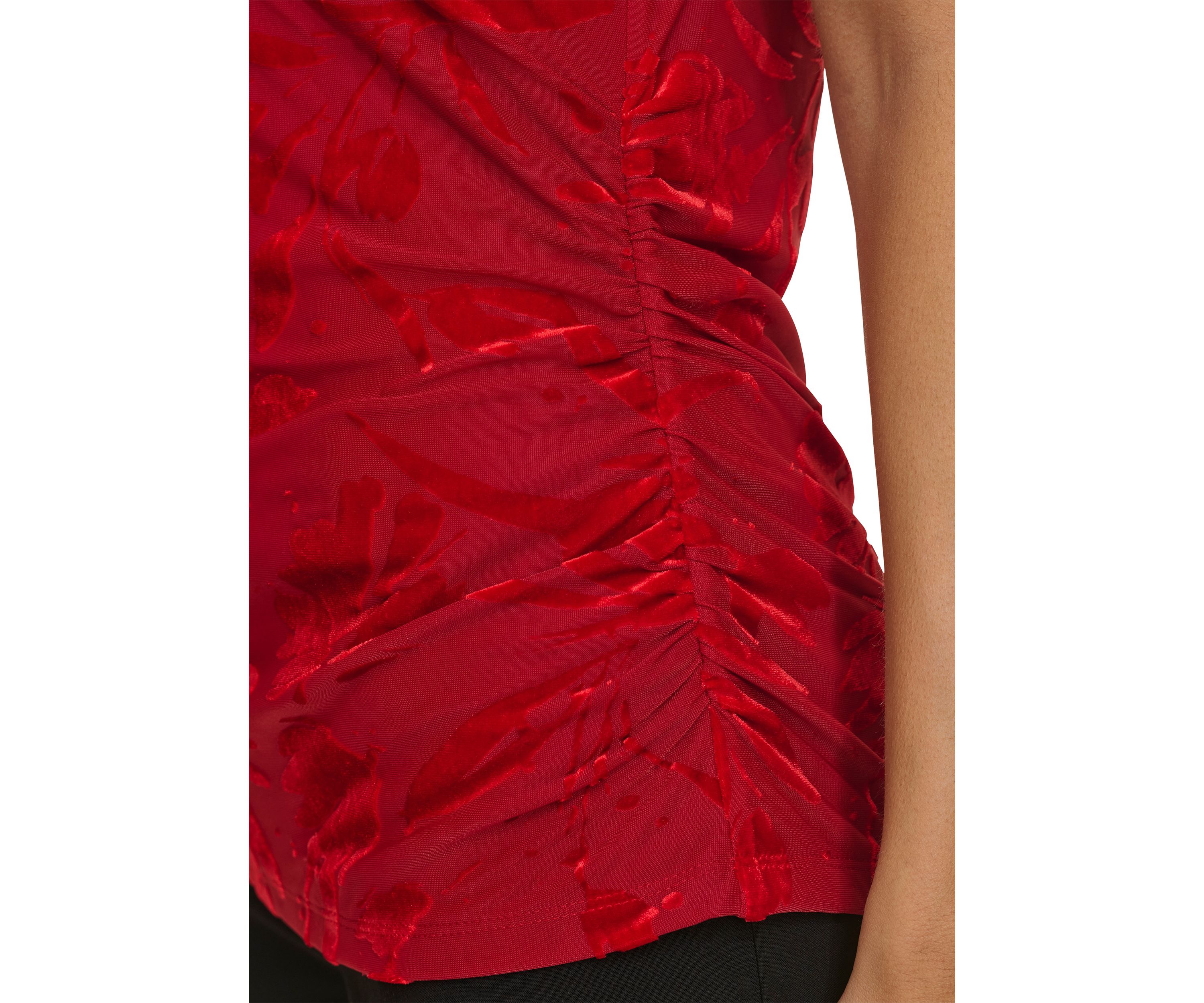 Womens Burnout Velvet Draped Top