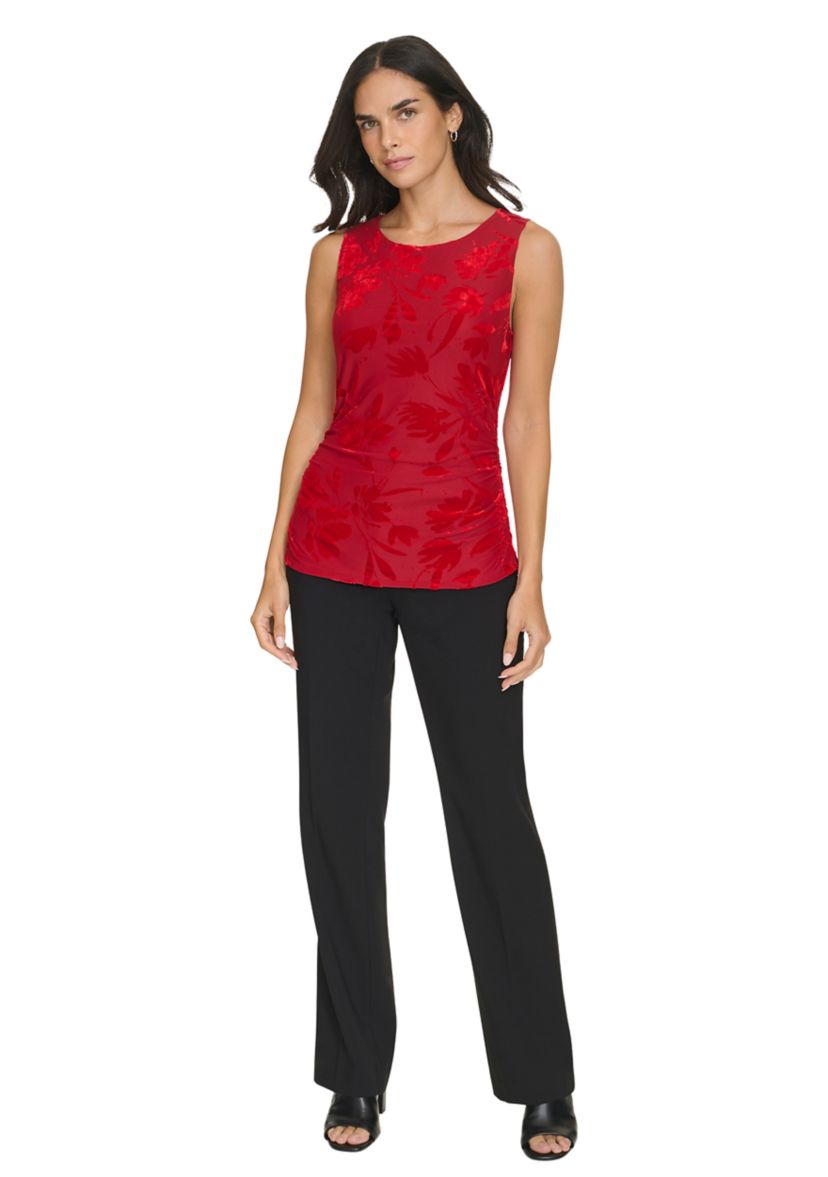 Womens Burnout Velvet Draped Top